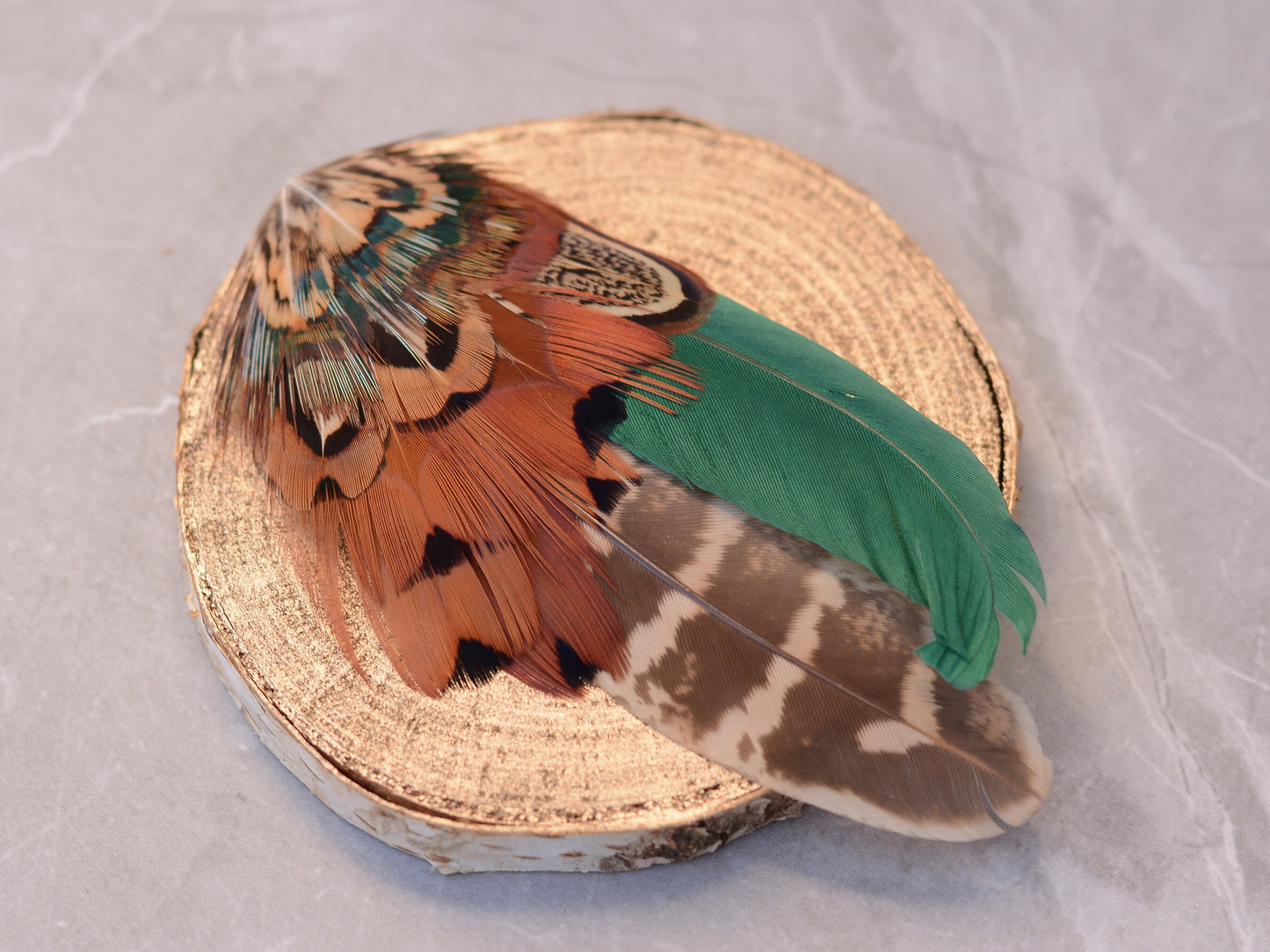 Pheasant Feather Lapel Pin in Green and Copper No.12 | Feather Boutonniere | Pheasant Feather Brooch | Feather Hat Pin | Grooms Outfit