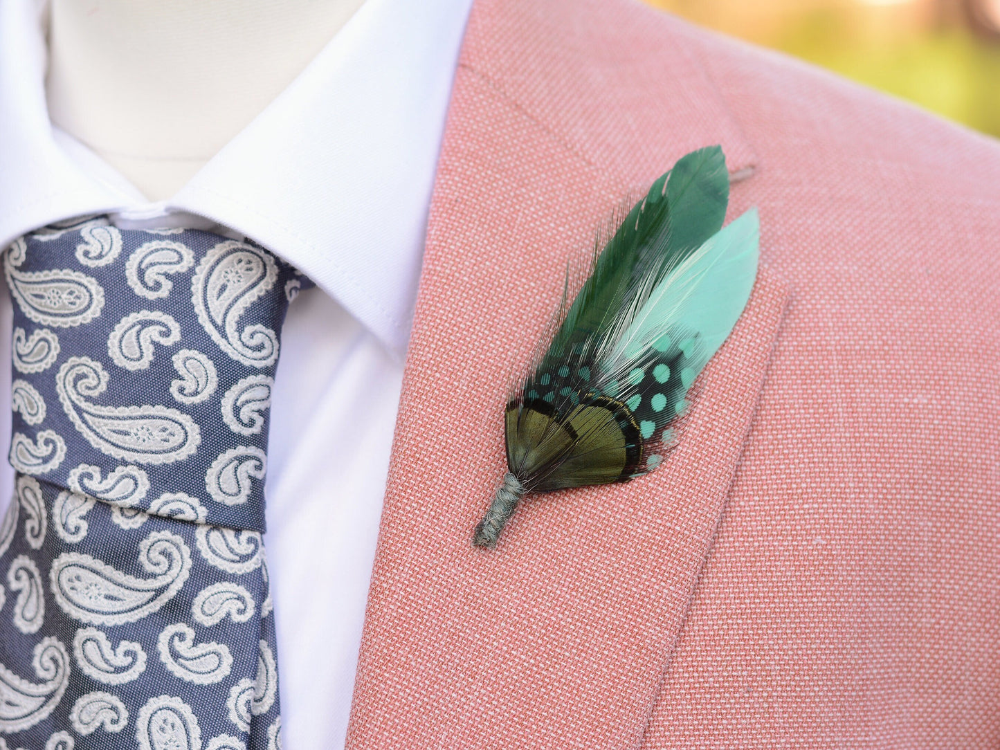Shades of Green Feather Pin | Duck Feather Boutonniere | Pheasant Feather Brooch | Feather Hat Pin
