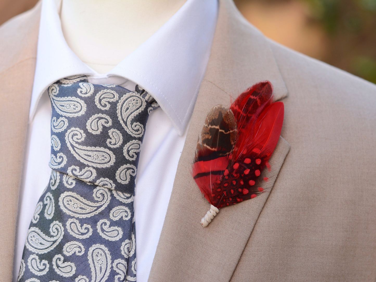 Black and Red Feather Hat Pin | Duck Feather Boutonniere | Pheasant Feather Brooch |
