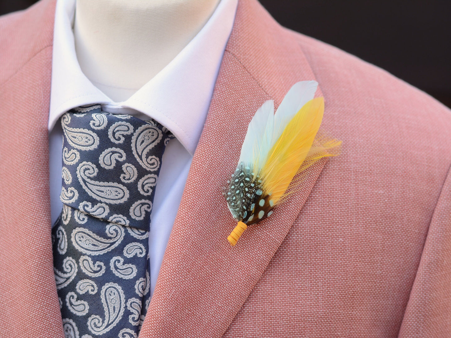 Feather Hat Pin in Mint Green and Yellow | Duck Feather Brooch | Duck Feather Boutonniere | Feather Hat Pin