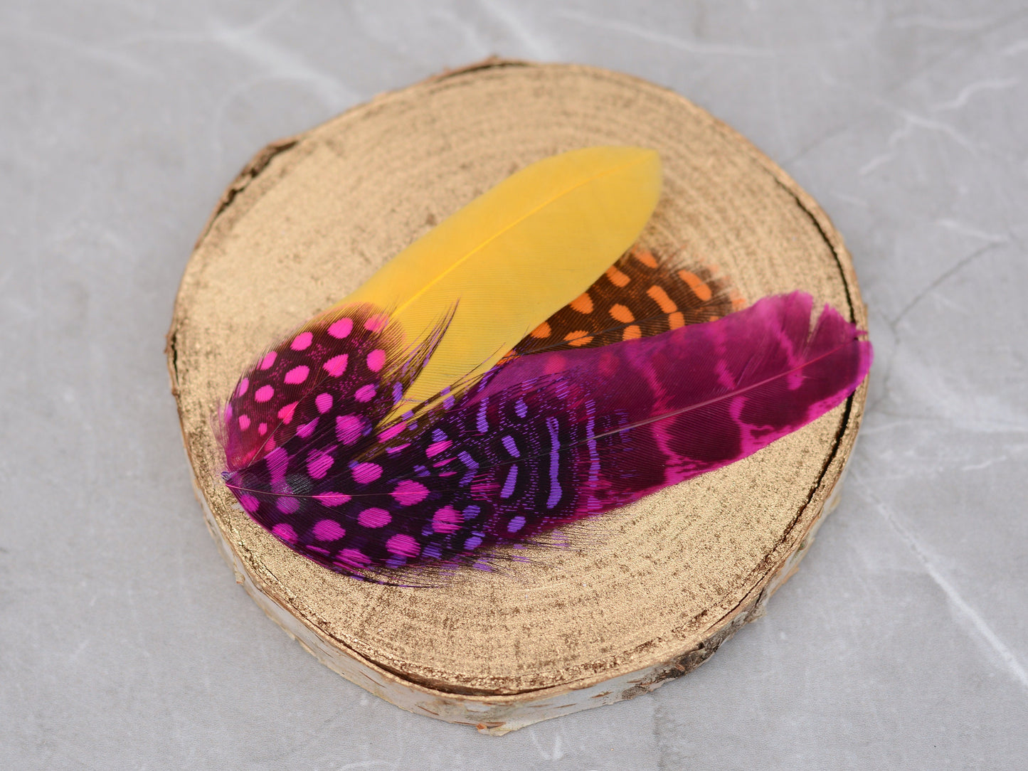 Pink, Yellow and Orange Feather Hat Pin Small No.84
