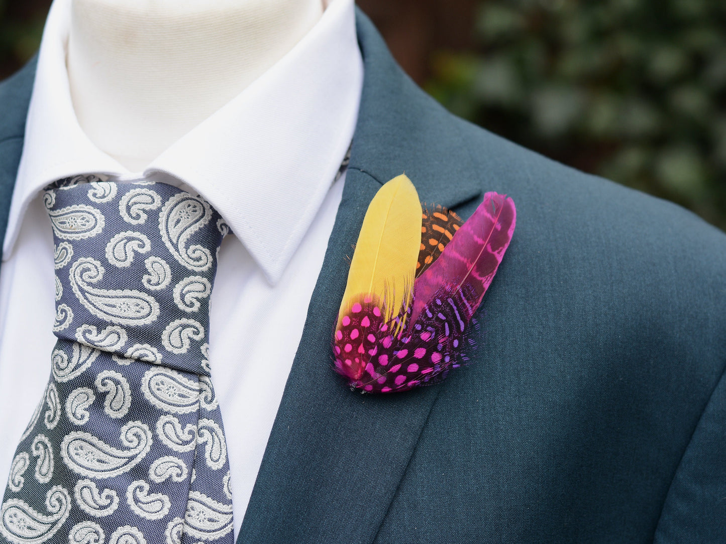 Pink, Yellow and Orange Feather Hat Pin Small No.84