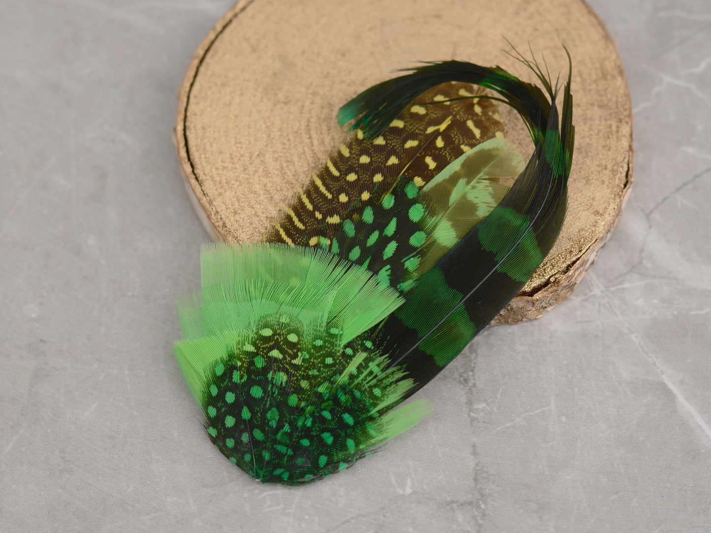 Shades of Green Dyed Feather Hat Pin Small no.163 | Pheasant Feather Boutonniere | Feather Brooch | Feather Hat Pin