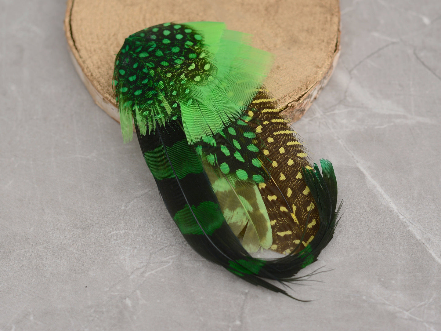 Shades of Green Dyed Feather Hat Pin Small no.163 | Pheasant Feather Boutonniere | Feather Brooch | Feather Hat Pin