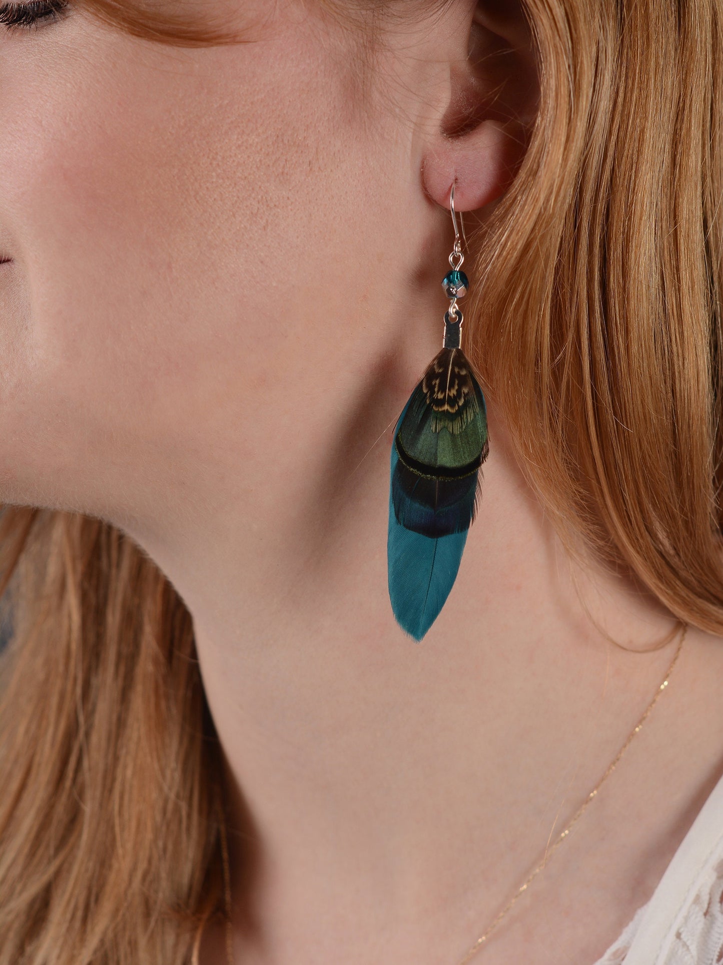 Teal, Blue and Green Pheasant Feather Earrings | Festival Earrings | Feather Jewellery | Festival Jewellery | Drop Earrings
