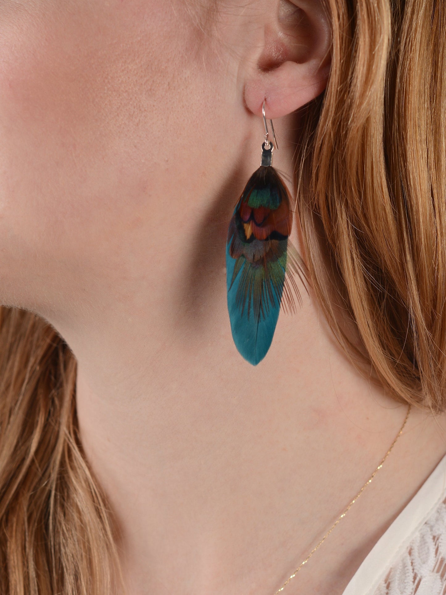 Teal and Copper Pheasant Feather Earrings | Festival Earrings | Feather Jewellery | Festival Jewellery | Drop Earrings