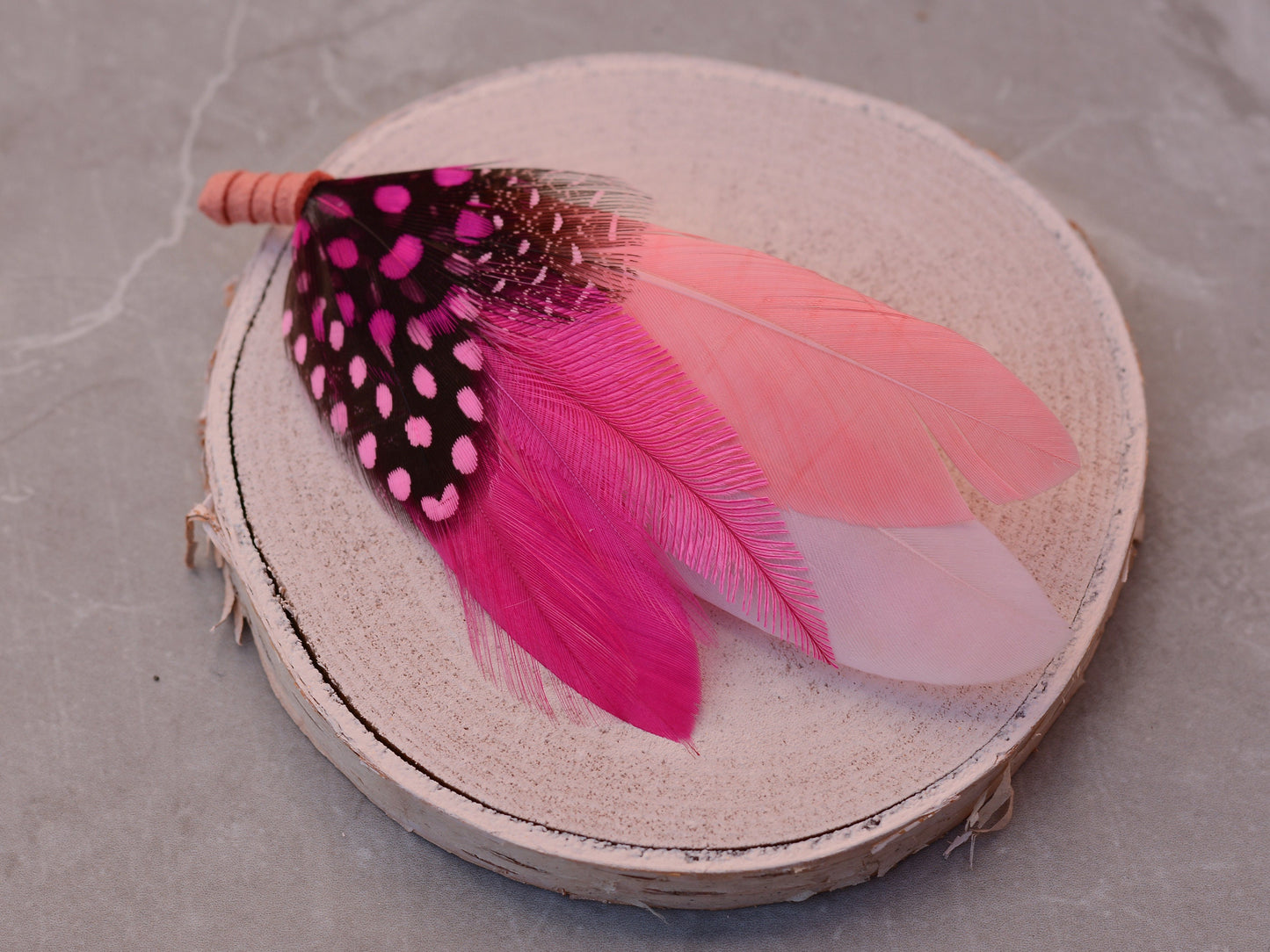 Shades of Pink Feather Lapel Pin Small no.203 | Pheasant Feather Boutonniere | Feather Brooch | Feather Hat Pin