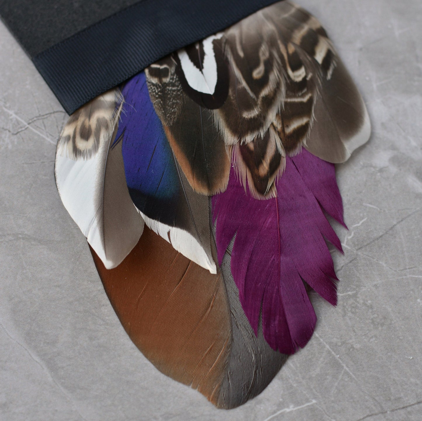 Plum and Duck Feather Pocket Square No.145 | Suit Accessory | Feather Neck Tie | Grooms Outfit | Groomsmen Gift