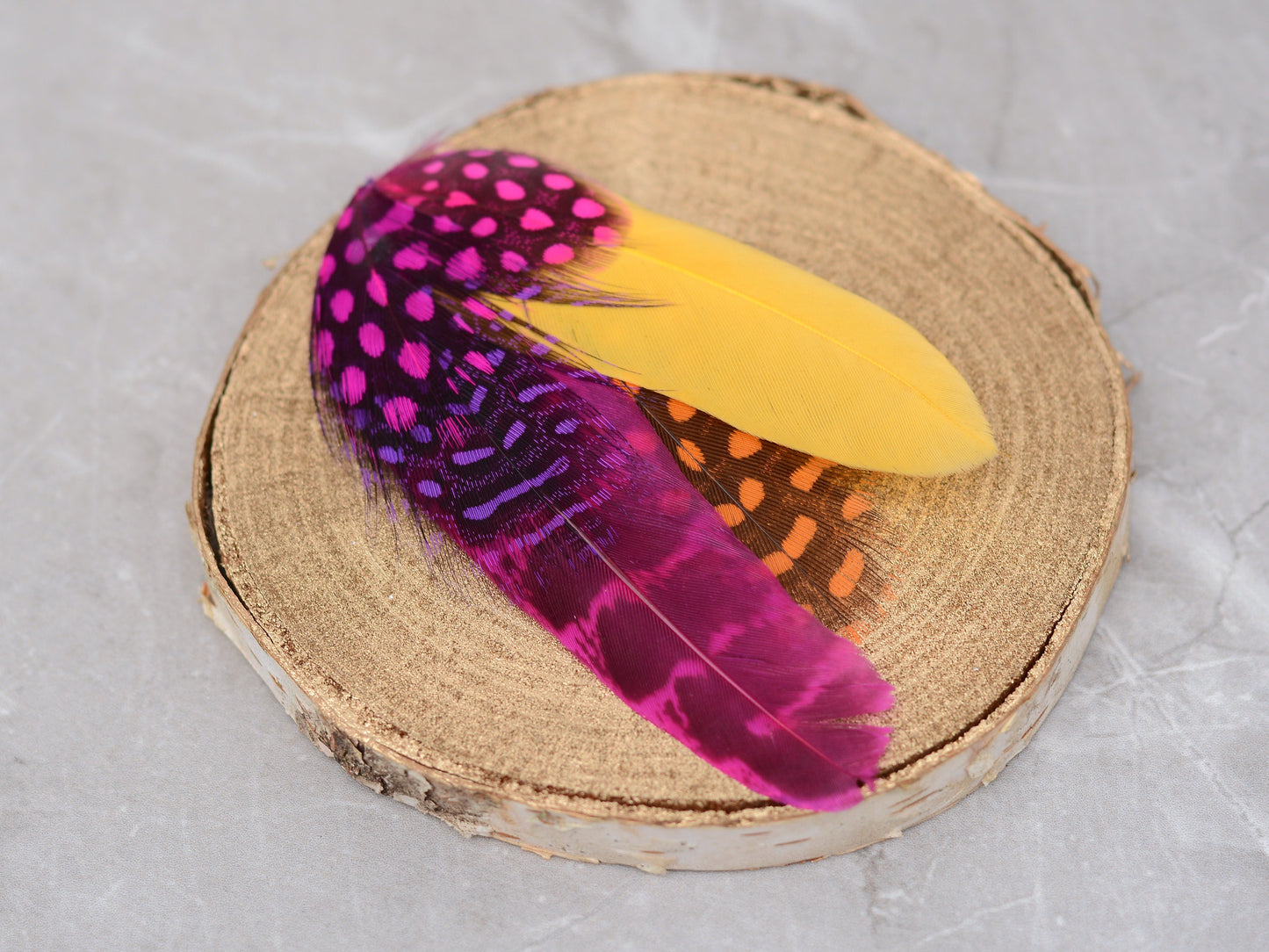 Pink, Yellow and Orange Feather Hat Pin Small No.84