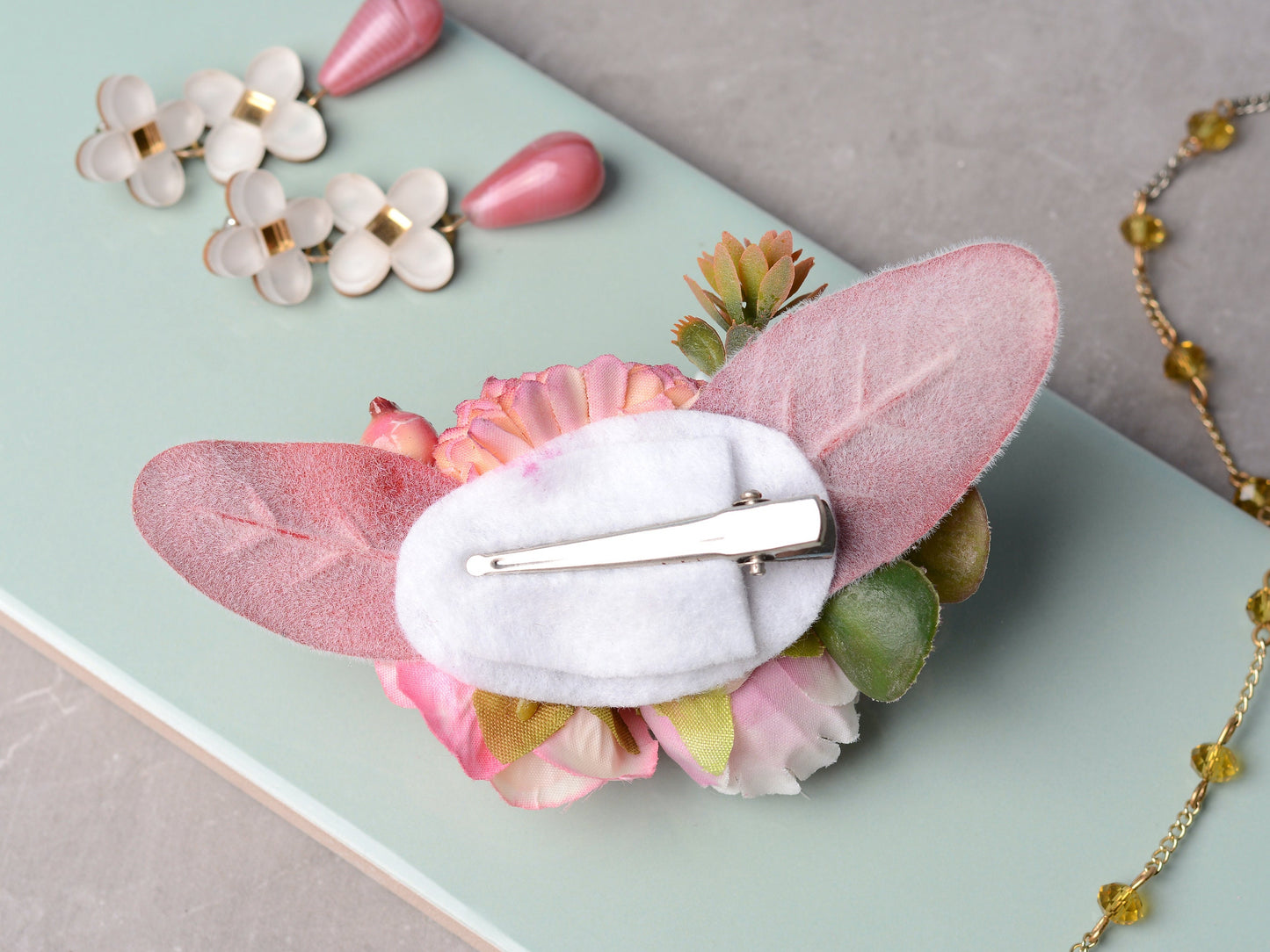 Pink and White Flower Hair Clip | Silk Flower Hair Clip | Bridal Hair Clip | Bridesmaids Hair Clip | Flower Girl