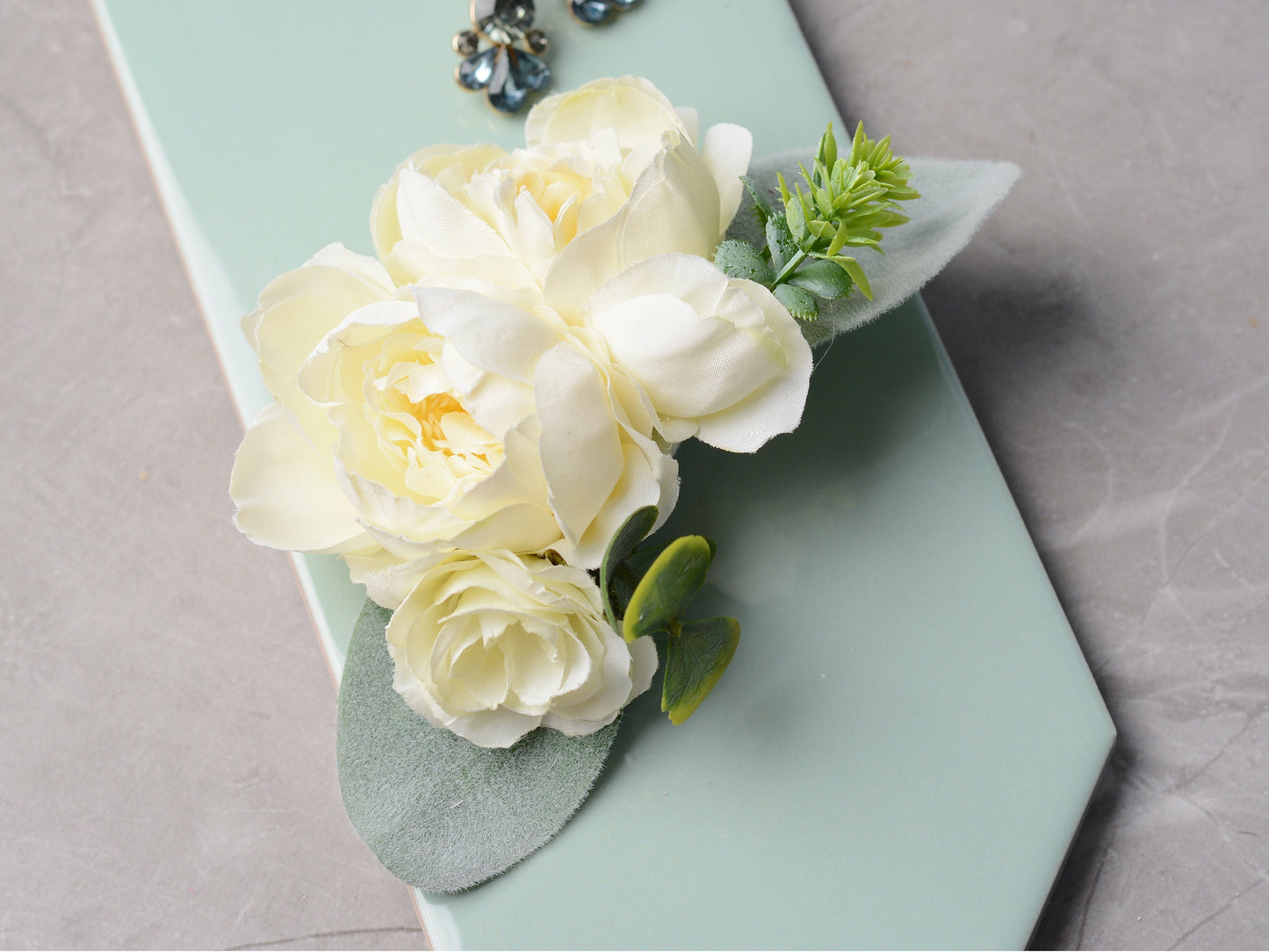 Ivory Peony Flower Hair Clip, Bridal Hair PIece