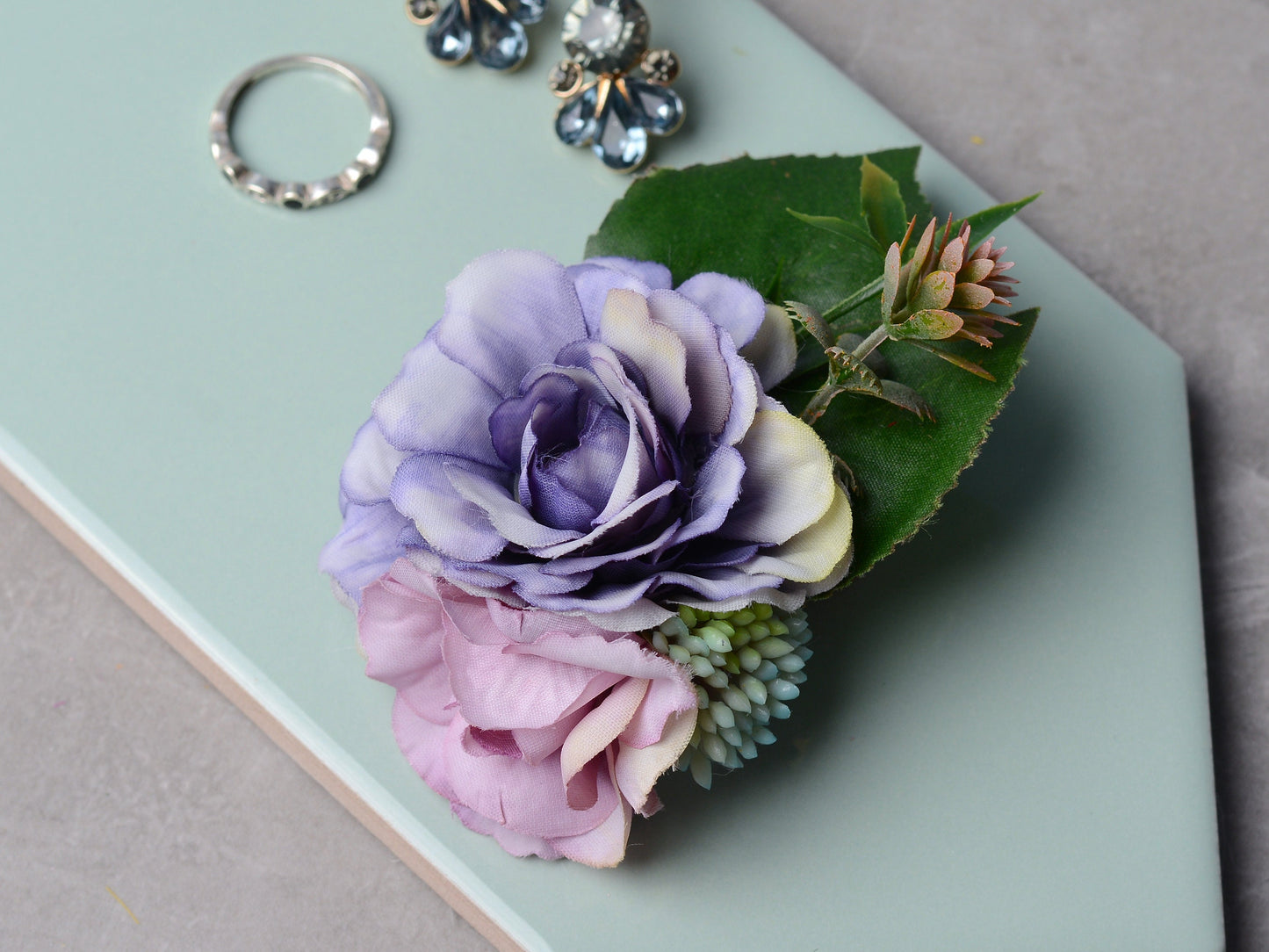 Flower Hair Clip in Violet Blue and Purple | Silk Flower Hair Clip | Bridal Hair Clip | Bridesmaids Hair Clip | Flower Girl