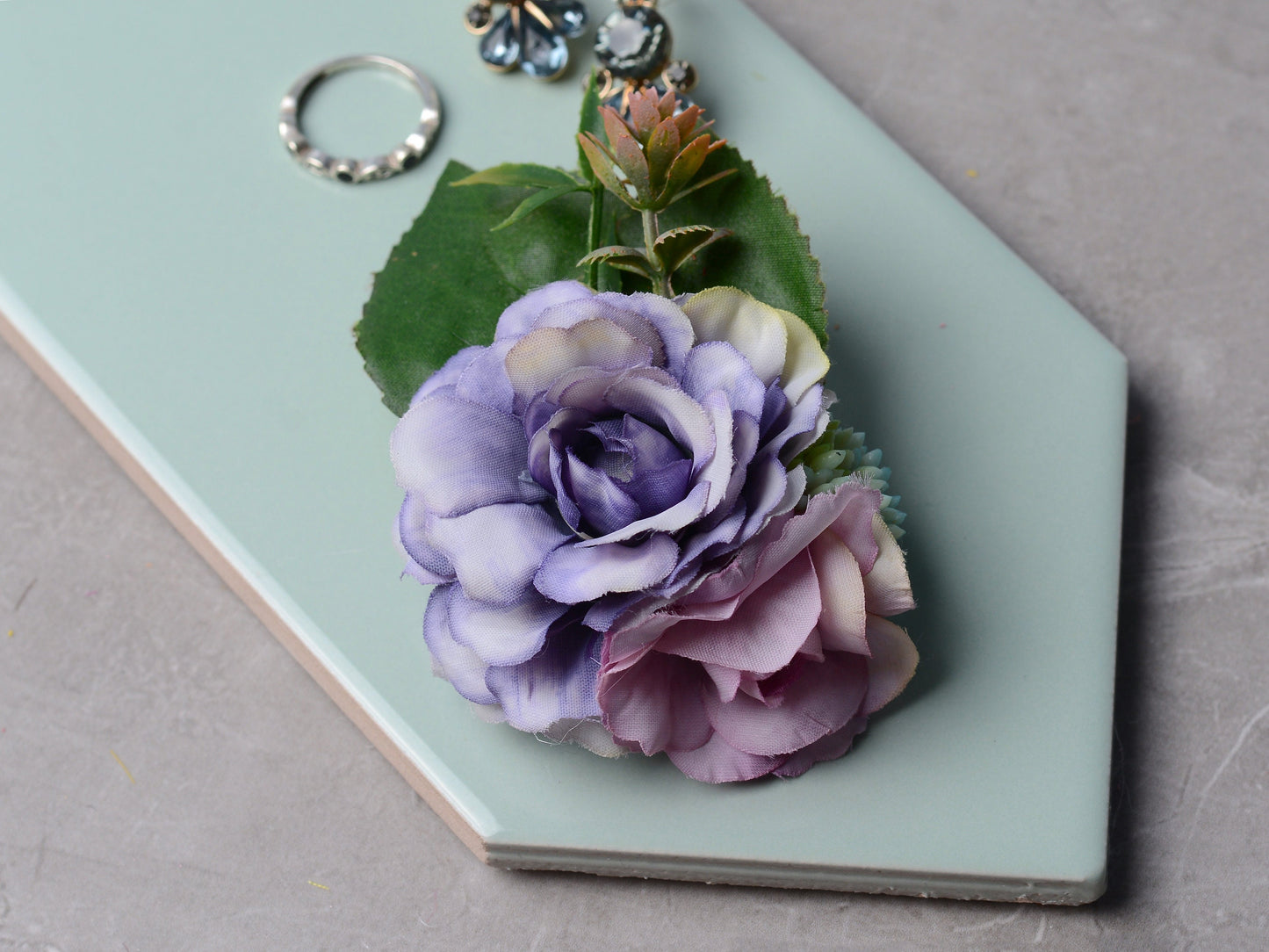 Flower Hair Clip in Violet Blue and Purple | Silk Flower Hair Clip | Bridal Hair Clip | Bridesmaids Hair Clip | Flower Girl