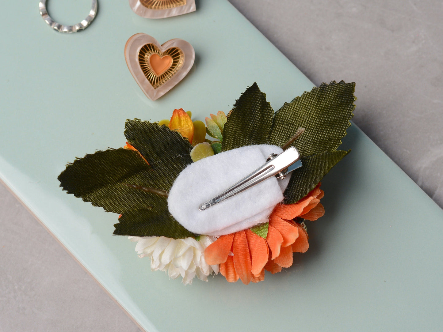 Orange and Ivory Flower Hair Clip | Orange Flower Hair Clip | Orange Hair Clip | Bridesmaids Hair Clip | Bridal Hair Clip | Fall Wedding