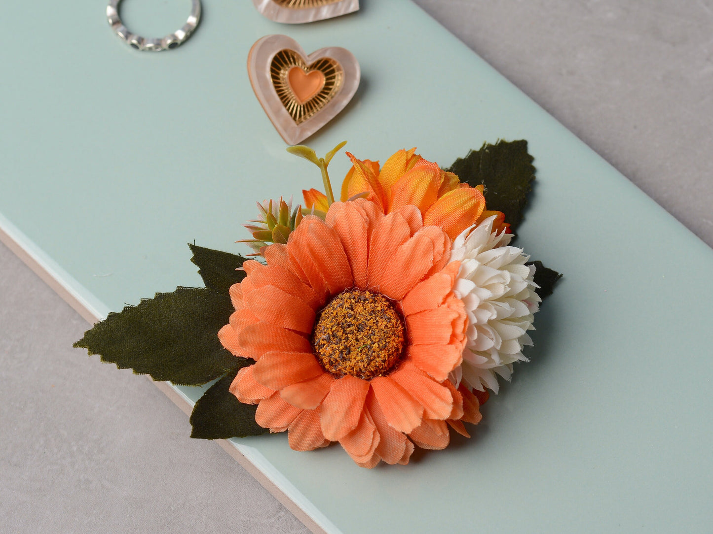Orange and Ivory Flower Hair Clip | Orange Flower Hair Clip | Orange Hair Clip | Bridesmaids Hair Clip | Bridal Hair Clip | Fall Wedding