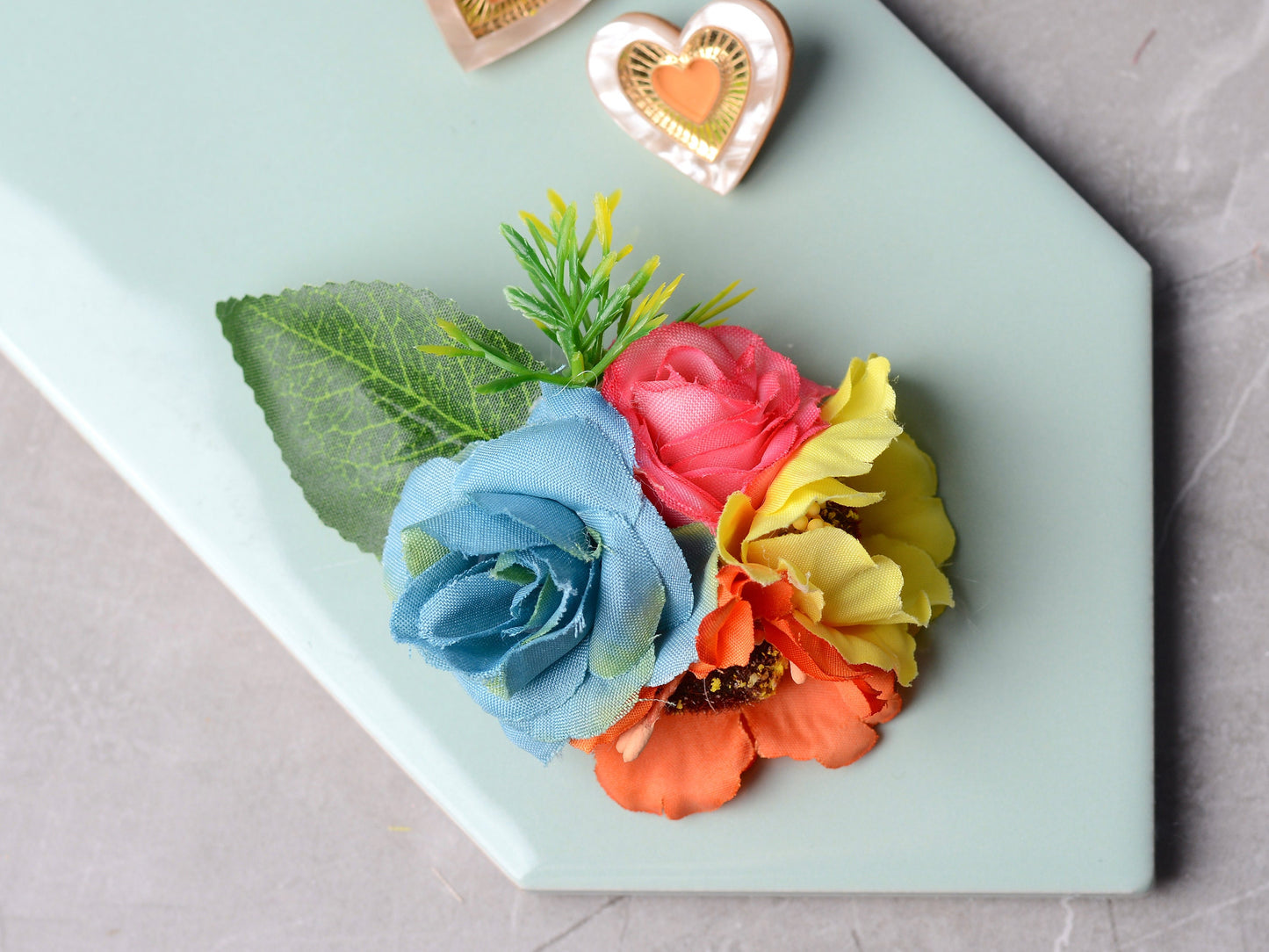 Rose Hair Clip in Pink, Yellow, Blue and Orange | Silk Flower Hair Clip | Bridal Hair Clip | Bridesmaids Hair Clip | Flower Girl Hair Clip