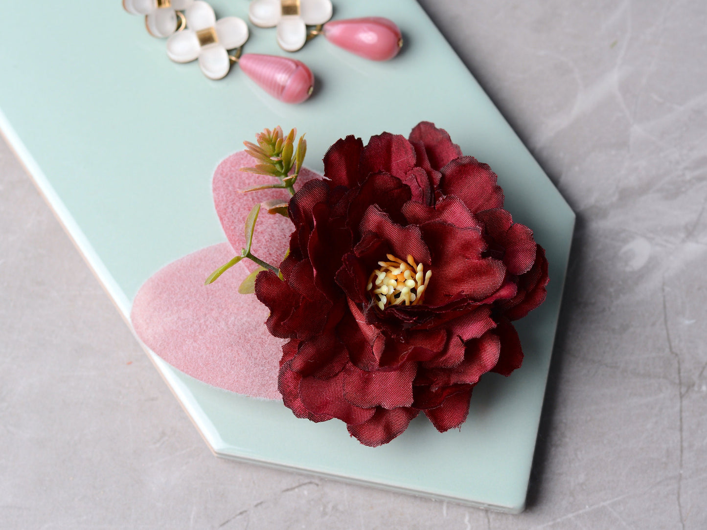 Burgundy Peony Flower Hair Clip | Silk Flower Hair Clip | Bridal Hair Clip | Bridesmaids Hair Clip | Floral Headpiece