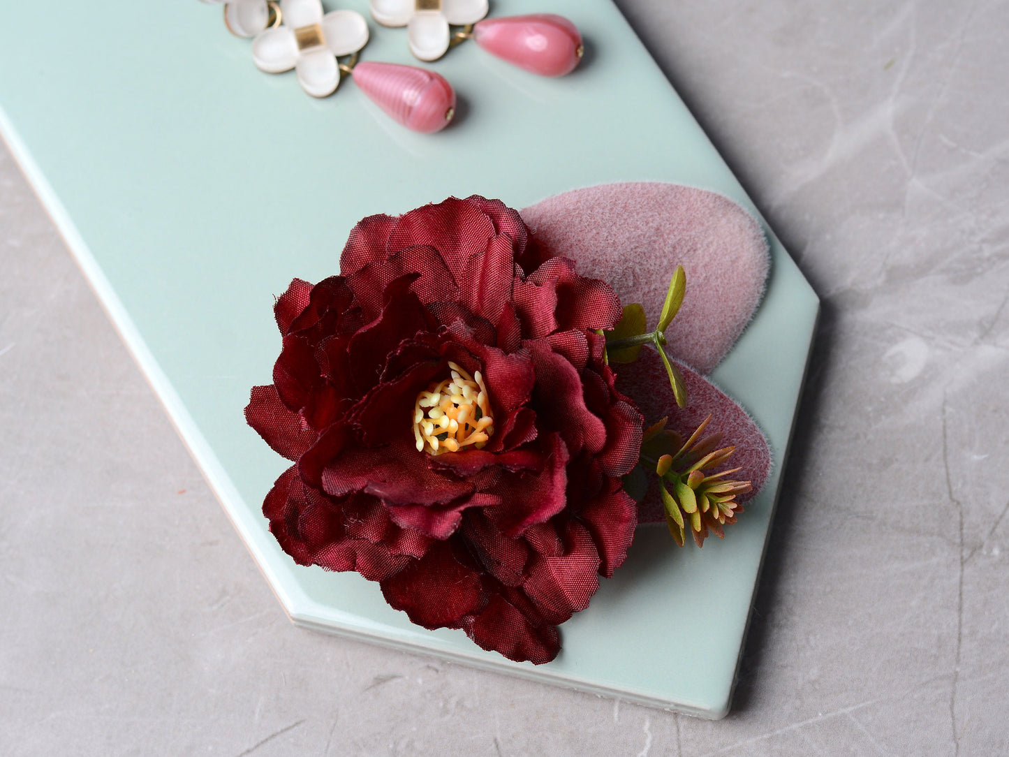 Burgundy Peony Flower Hair Clip | Silk Flower Hair Clip | Bridal Hair Clip | Bridesmaids Hair Clip | Floral Headpiece