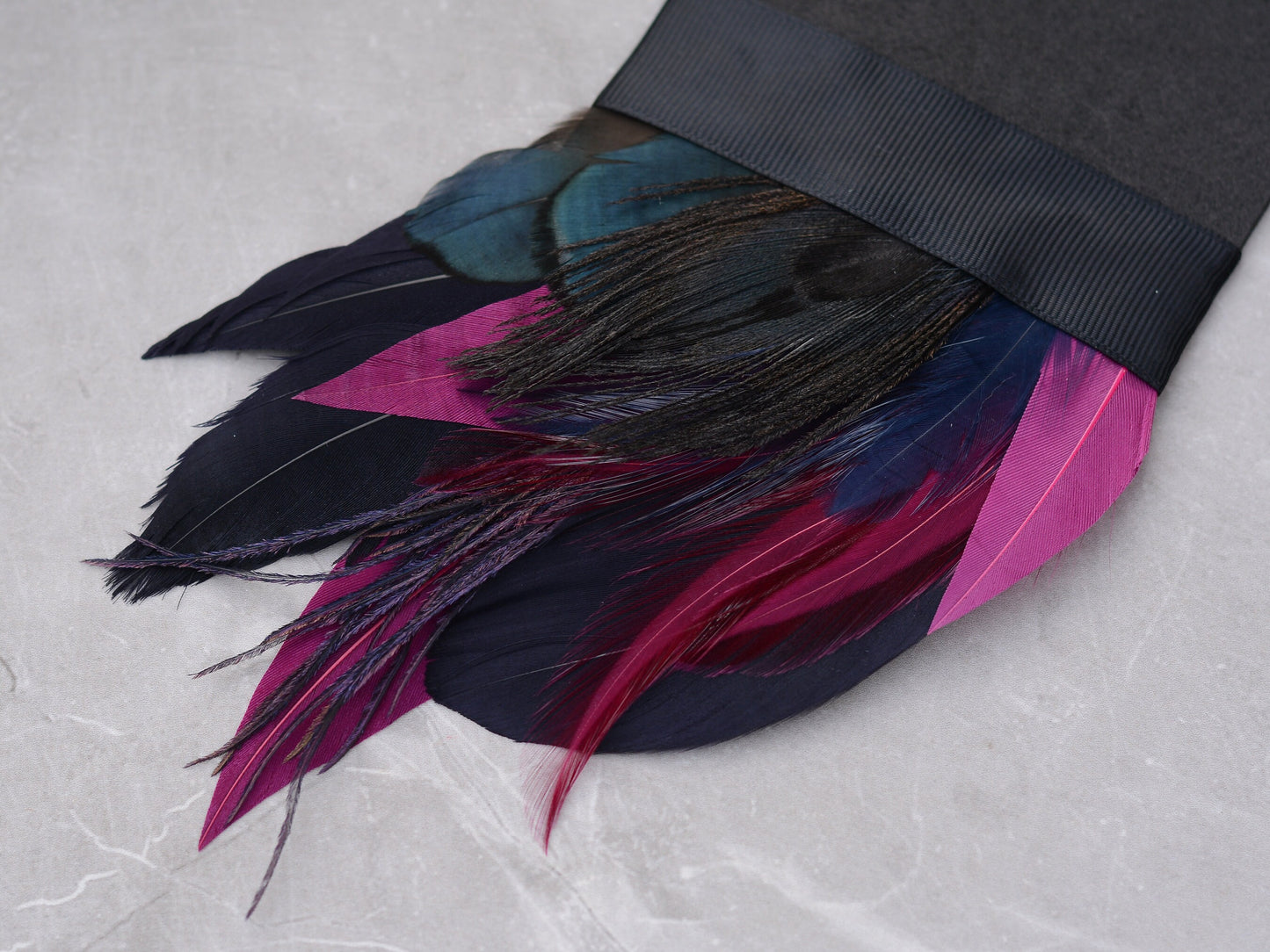 Deep Black and Purple Feather Pocket Square No.162 | Suit Accessory | Feather Neck Tie | Grooms Outfit | Groomsmen Gift