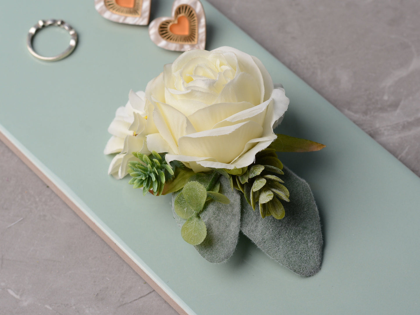 Flower Hair Clip in Ivory Rose and Anemone, Bridesmaids Hair Clip, Bridal Hair Clip