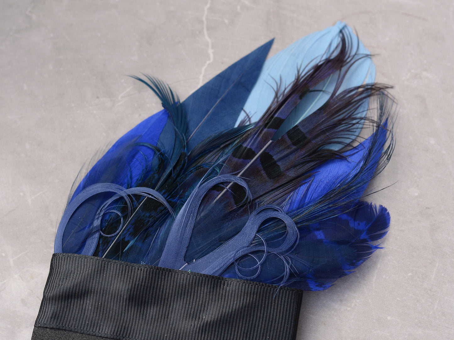 Shades of Blue Goose and Pheasant Feather Pocket Square No.177 | Suit Accessory | Feather Neck Tie | Grooms Outfit | Groomsmen Gift