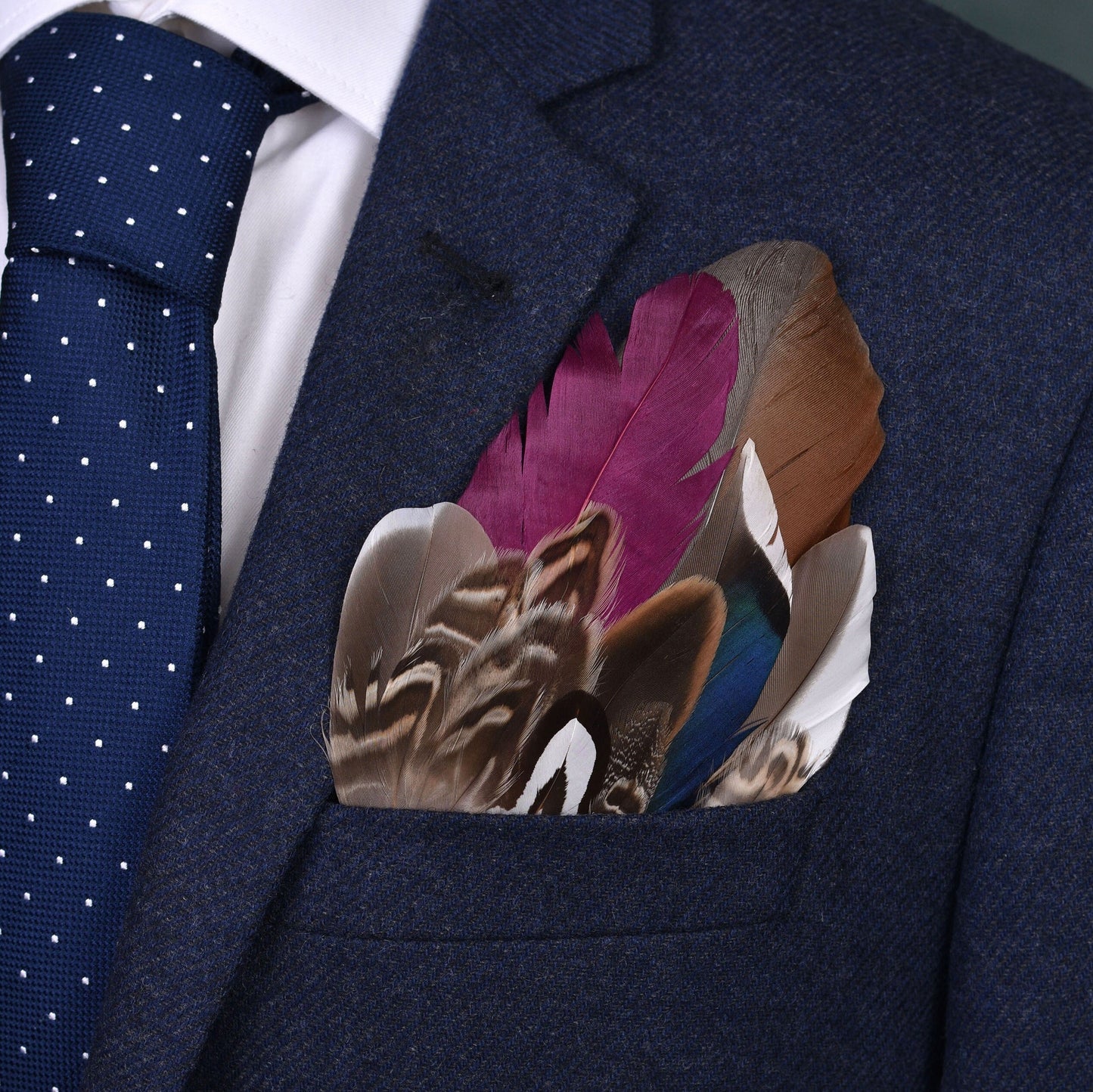 Plum and Duck Feather Pocket Square No.145 | Suit Accessory | Feather Neck Tie | Grooms Outfit | Groomsmen Gift