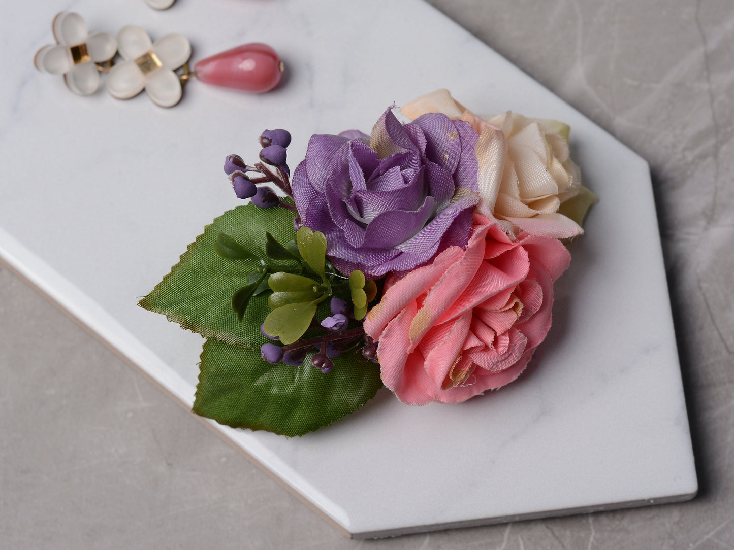 Pink and Purple Flower Hair Clip | Bridesmaids Hair Clip | Floral Headpiece | Bridal Hair Clip | Flower Bun Clip | Pink Hair Clip