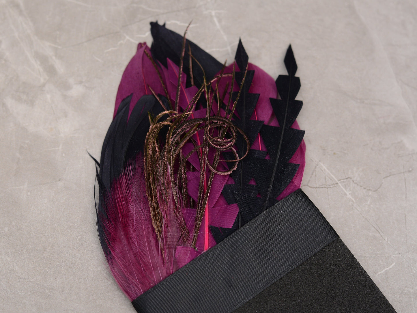 Plum Purple and Deep Navy Feather Pocket Square No.227 Suit Accessory