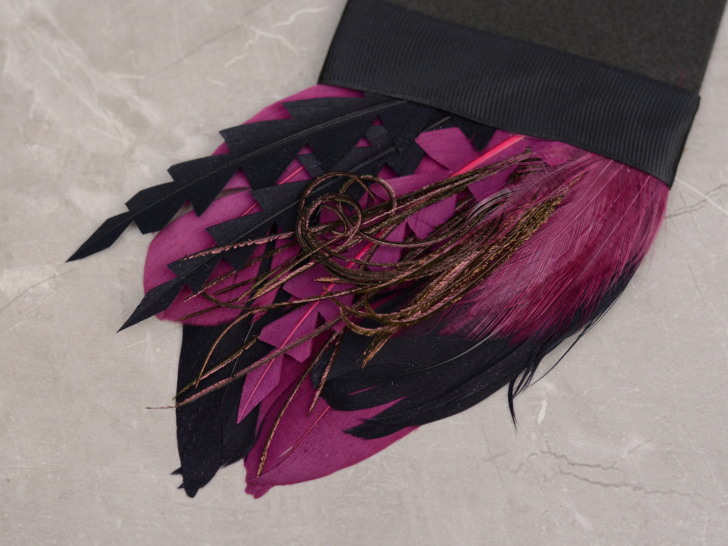 Plum Purple and Deep Navy Feather Pocket Square No.227 Suit Accessory