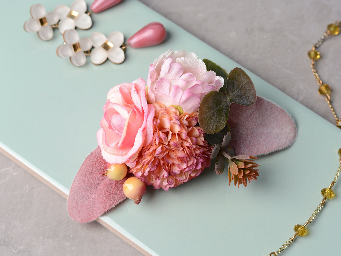 Pink and White Flower Hair Clip | Silk Flower Hair Clip | Bridal Hair Clip | Bridesmaids Hair Clip | Flower Girl