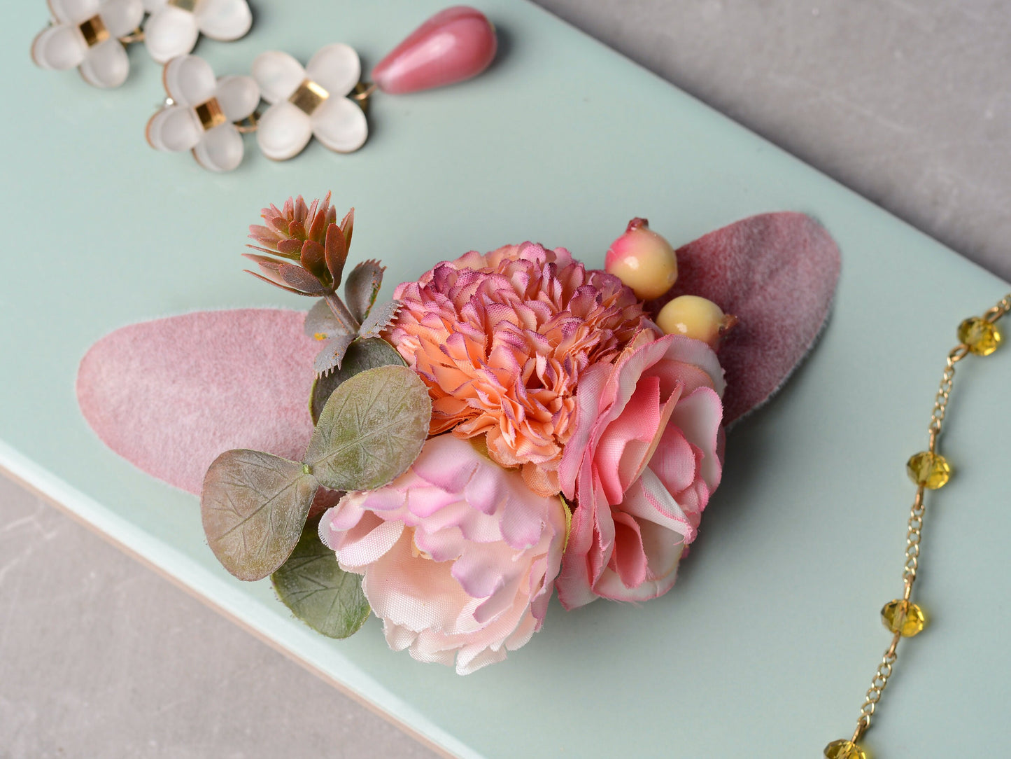 Pink and White Flower Hair Clip | Silk Flower Hair Clip | Bridal Hair Clip | Bridesmaids Hair Clip | Flower Girl