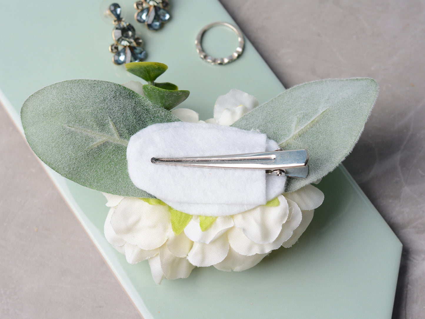 Ivory Peony Flower Hair Clip, Bridal Hair PIece