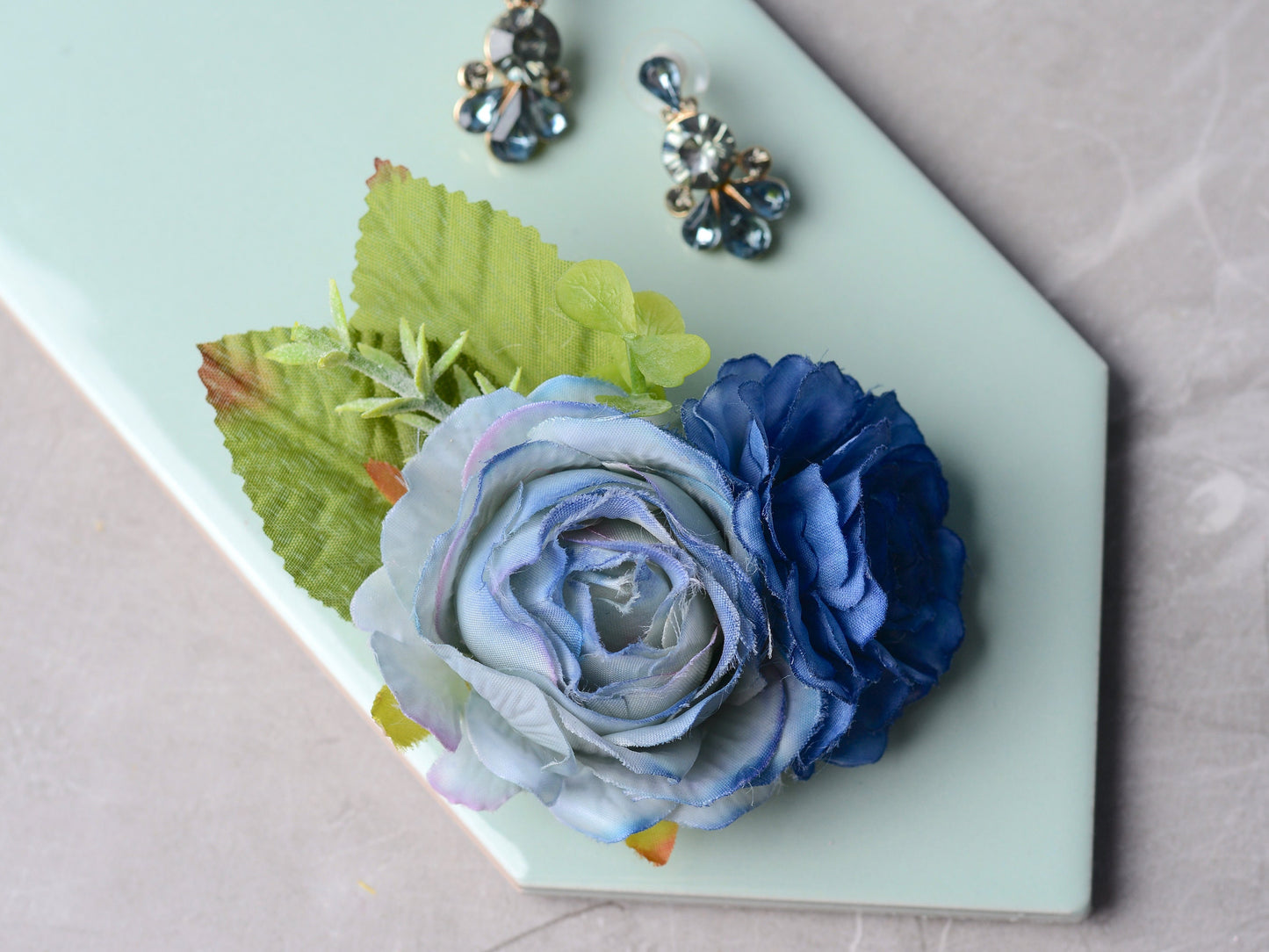 Flower Hair Clip in Blue | Bridal Hair Clip | Bridesmaids Hair Clip | Floral Headpiece | Flower Girl
