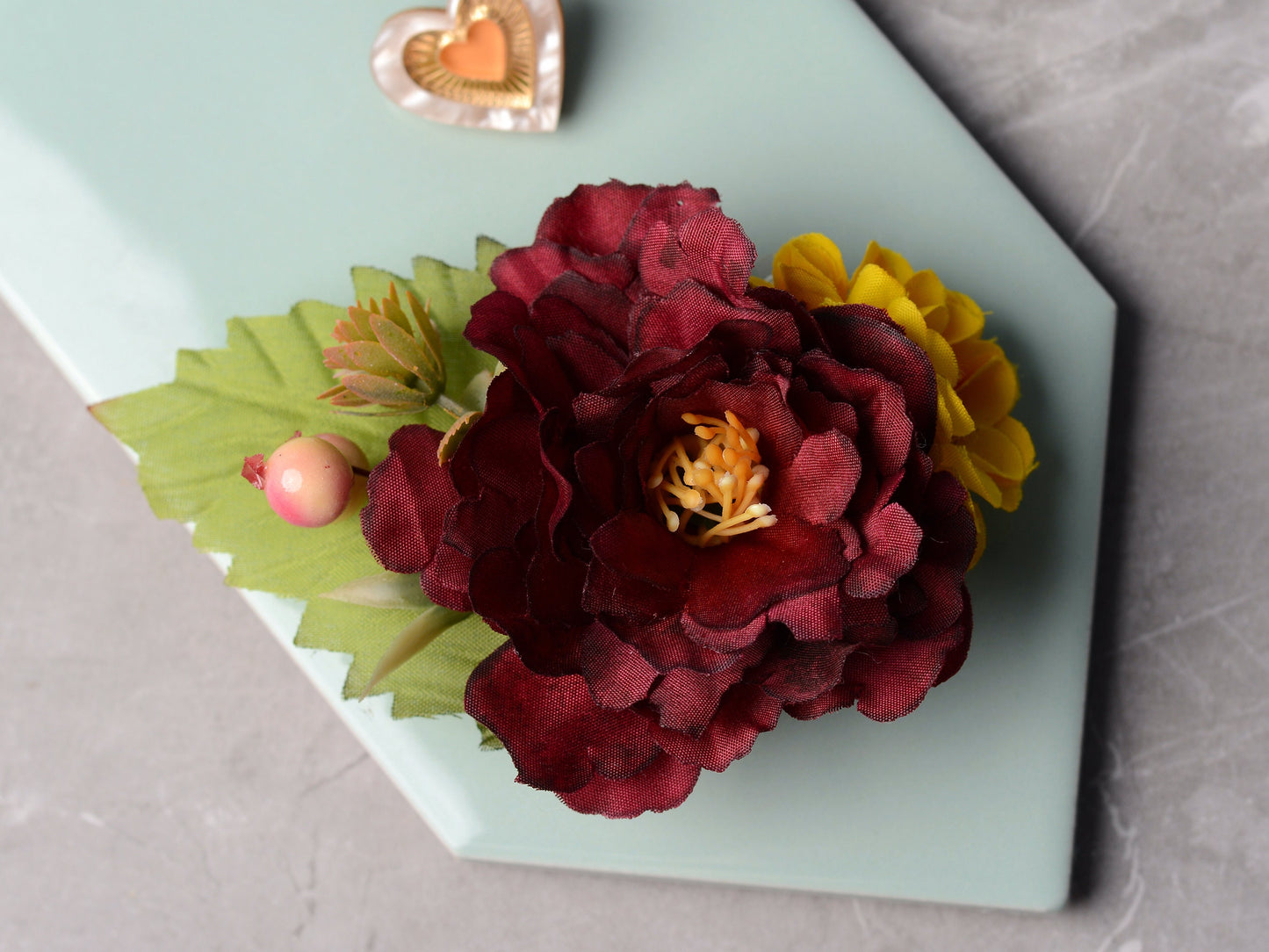 Burgundy Peony Flower Hair Clip | Silk Flower Hair Clip | Bridal Hair Clip | Bridesmaids Hair Clip | Autumn | Fall