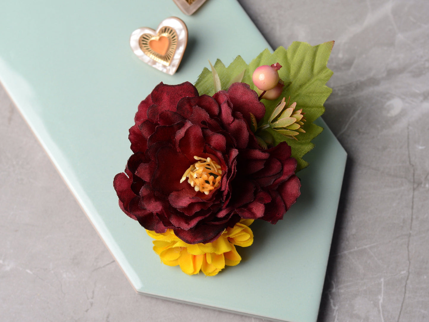 Burgundy Peony Flower Hair Clip | Silk Flower Hair Clip | Bridal Hair Clip | Bridesmaids Hair Clip | Autumn | Fall