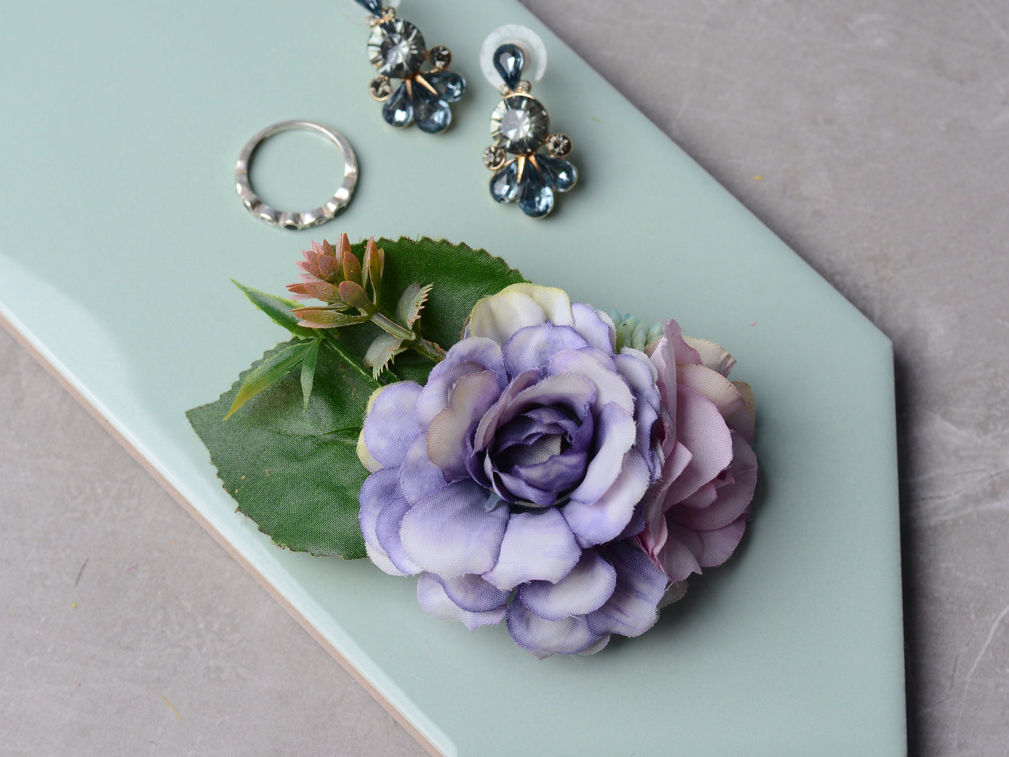 Flower Hair Clip in Violet Blue and Purple | Silk Flower Hair Clip | Bridal Hair Clip | Bridesmaids Hair Clip | Flower Girl