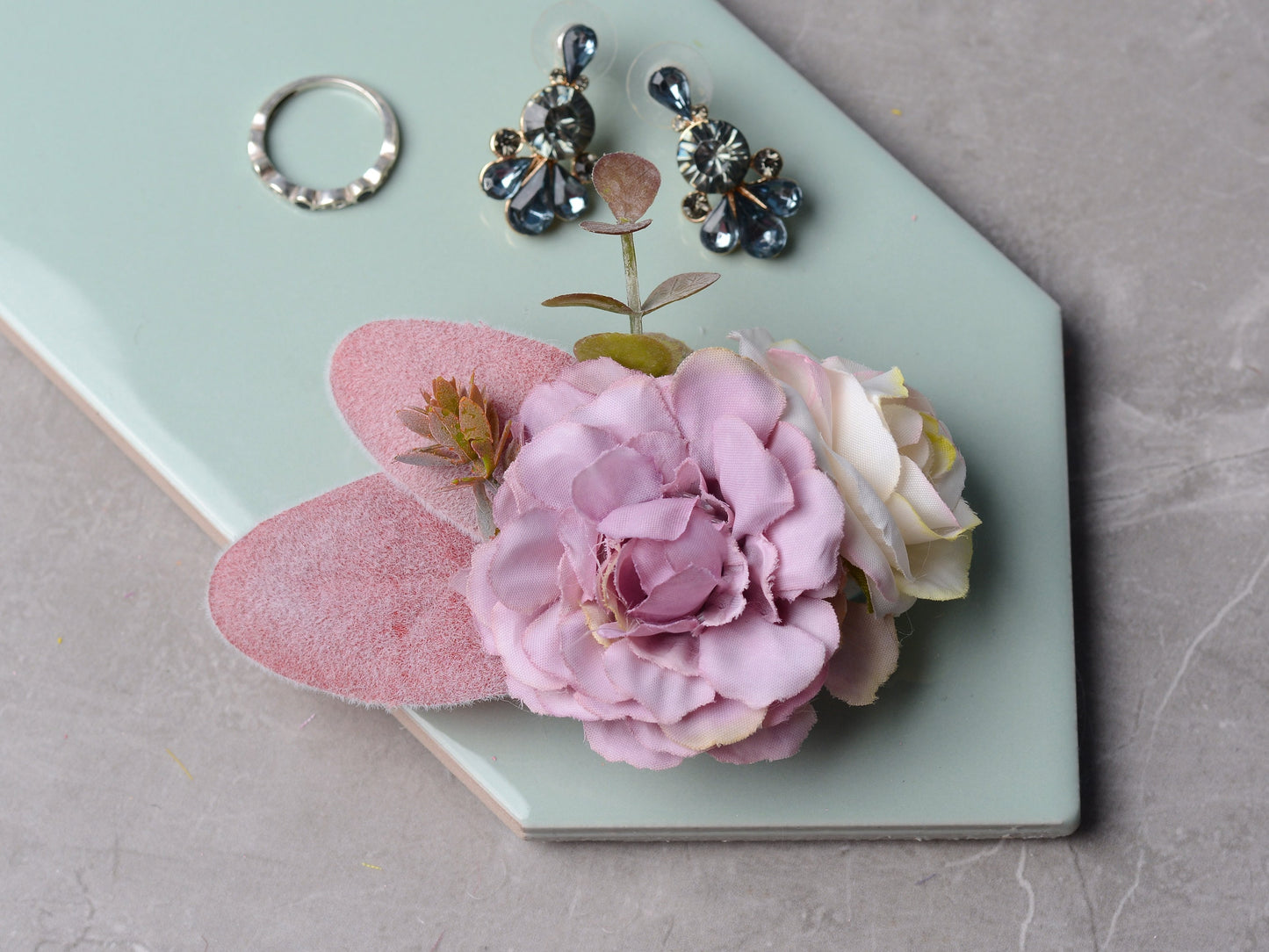 Flower Hair Clip in Mauve and Ivory, Bridesmaids Hair Clip