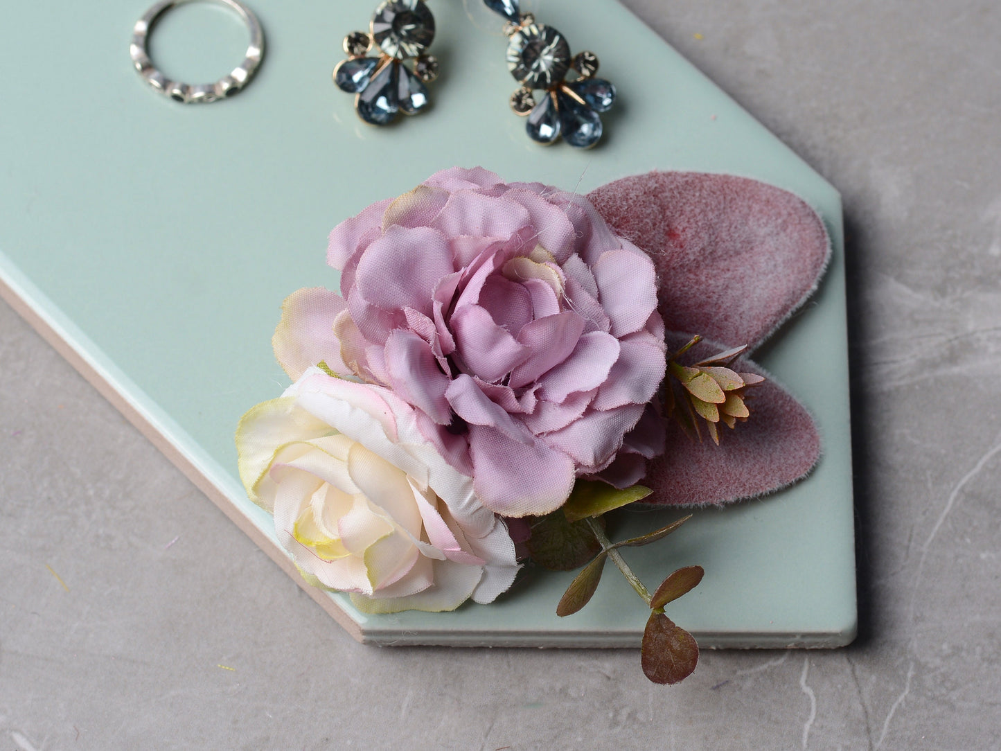 Flower Hair Clip in Mauve and Ivory, Bridesmaids Hair Clip