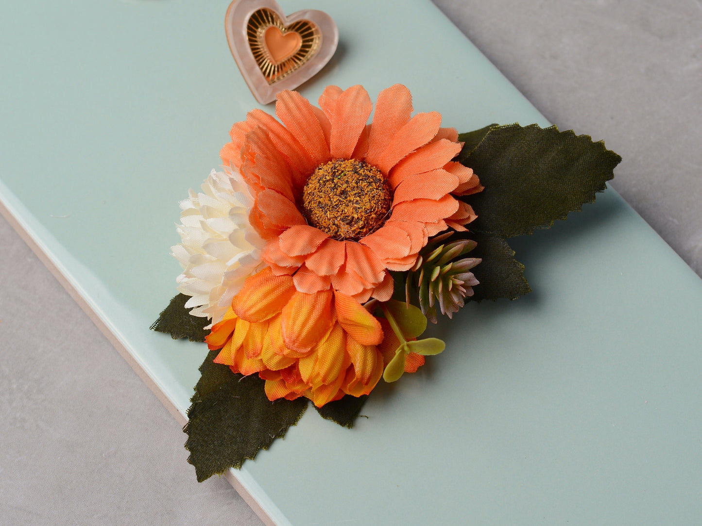 Orange and Ivory Flower Hair Clip | Orange Flower Hair Clip | Orange Hair Clip | Bridesmaids Hair Clip | Bridal Hair Clip | Fall Wedding