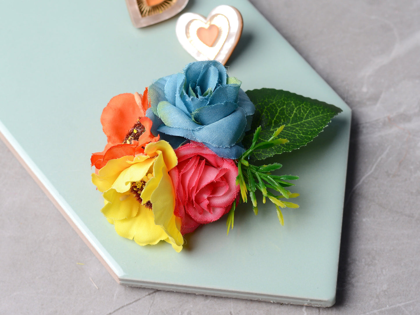 Rose Hair Clip in Pink, Yellow, Blue and Orange | Silk Flower Hair Clip | Bridal Hair Clip | Bridesmaids Hair Clip | Flower Girl Hair Clip