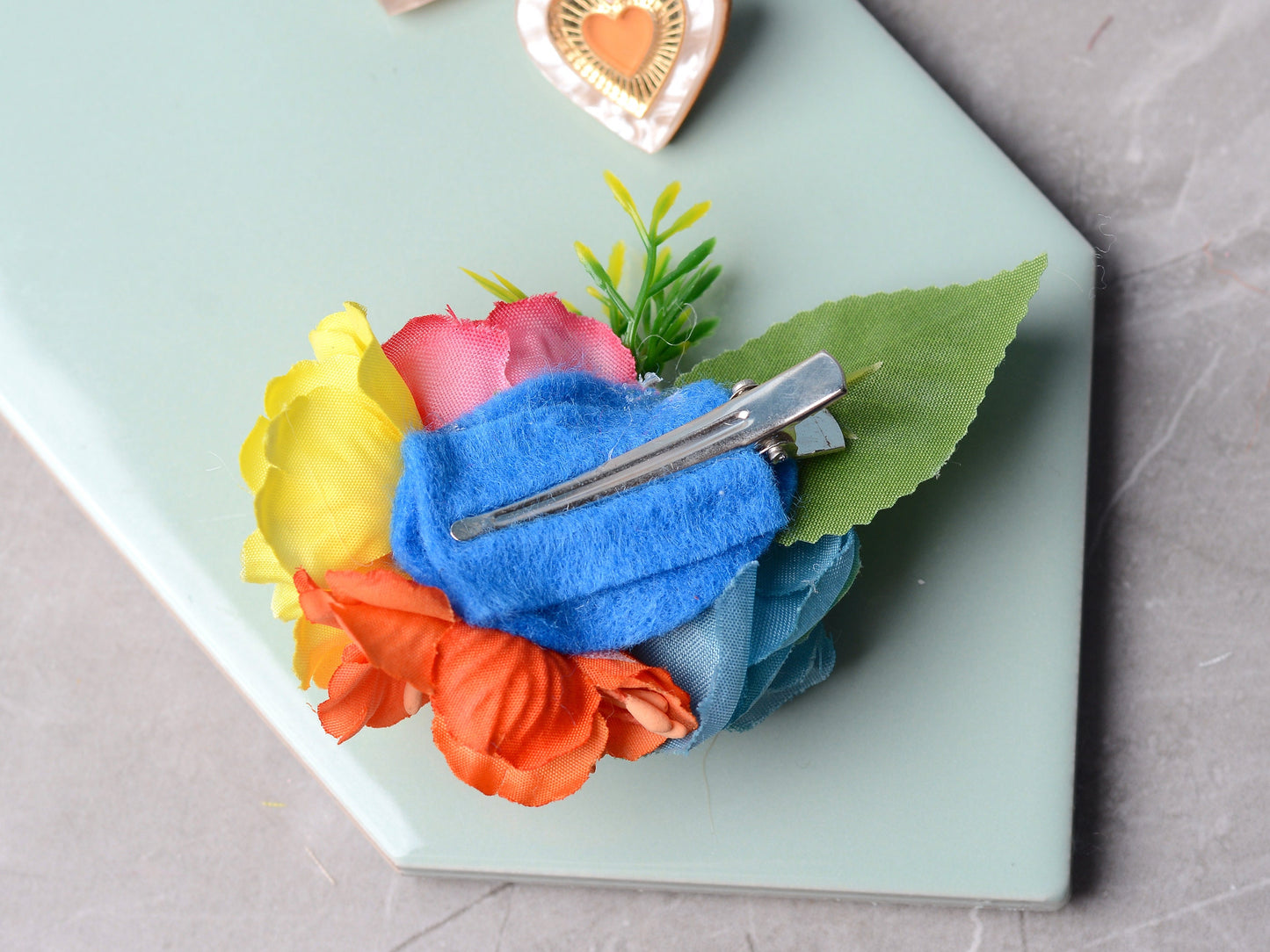 Rose Hair Clip in Pink, Yellow, Blue and Orange | Silk Flower Hair Clip | Bridal Hair Clip | Bridesmaids Hair Clip | Flower Girl Hair Clip