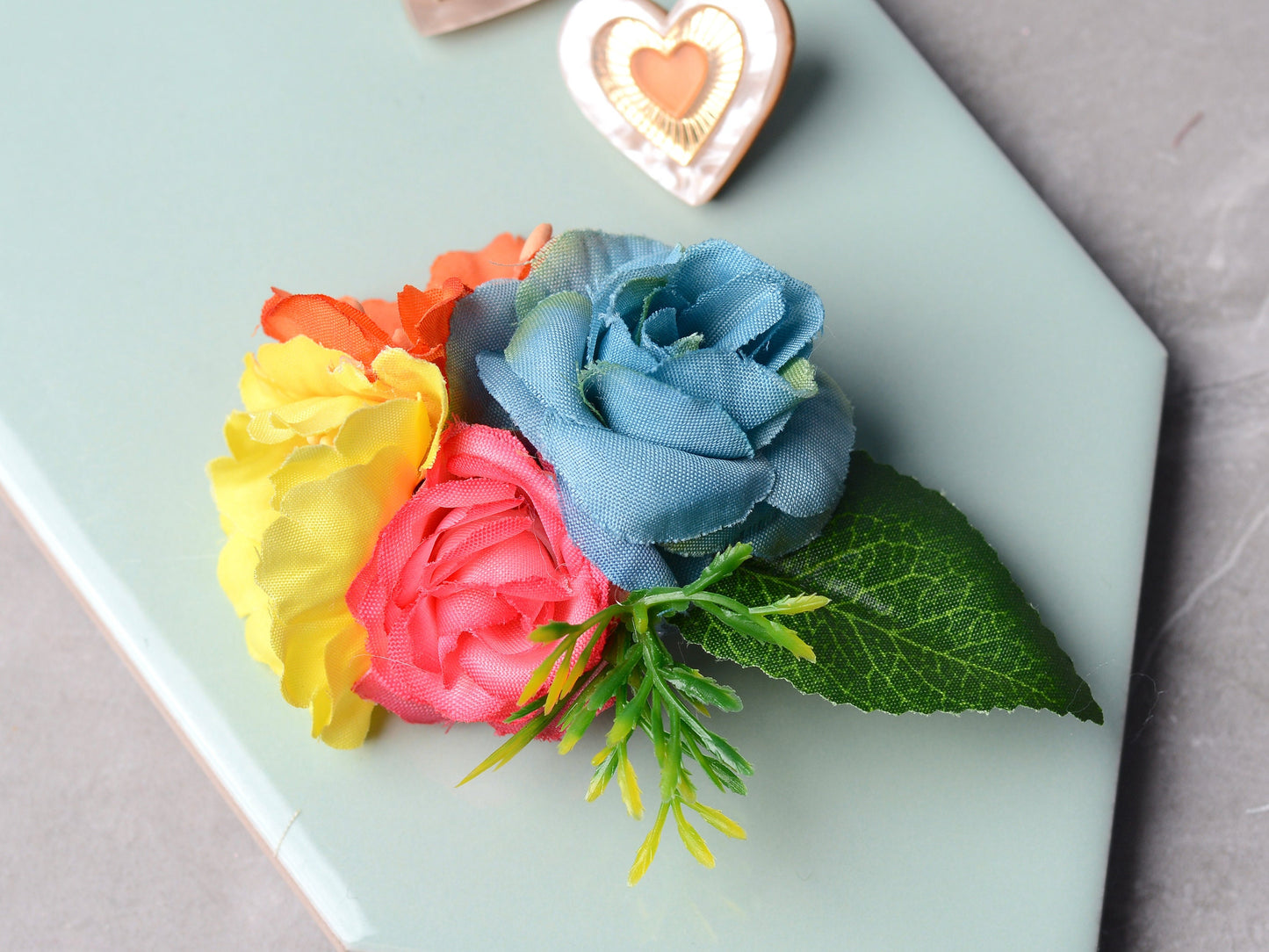 Rose Hair Clip in Pink, Yellow, Blue and Orange | Silk Flower Hair Clip | Bridal Hair Clip | Bridesmaids Hair Clip | Flower Girl Hair Clip