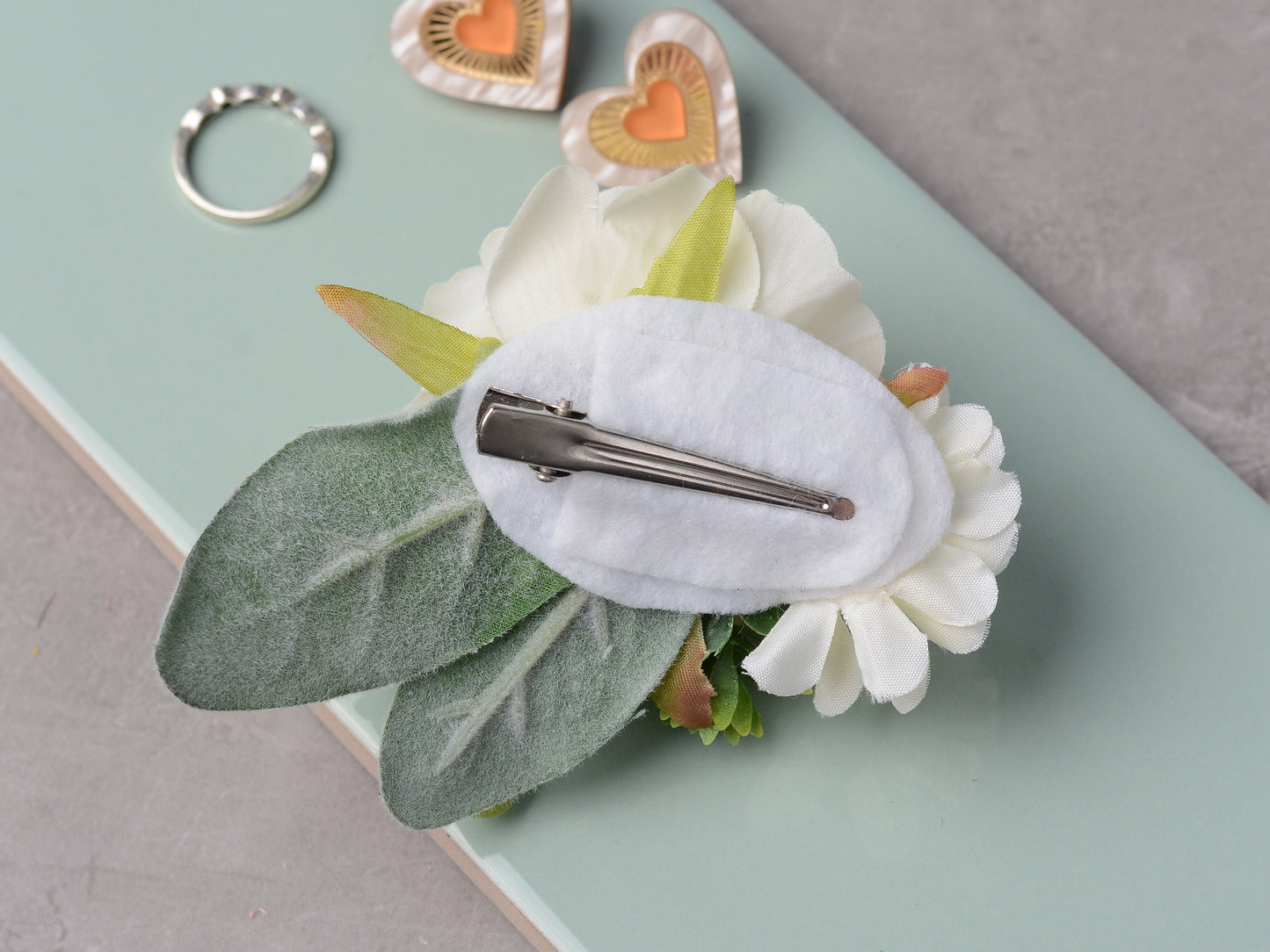 Flower Hair Clip in Ivory Rose and Anemone, Bridesmaids Hair Clip, Bridal Hair Clip