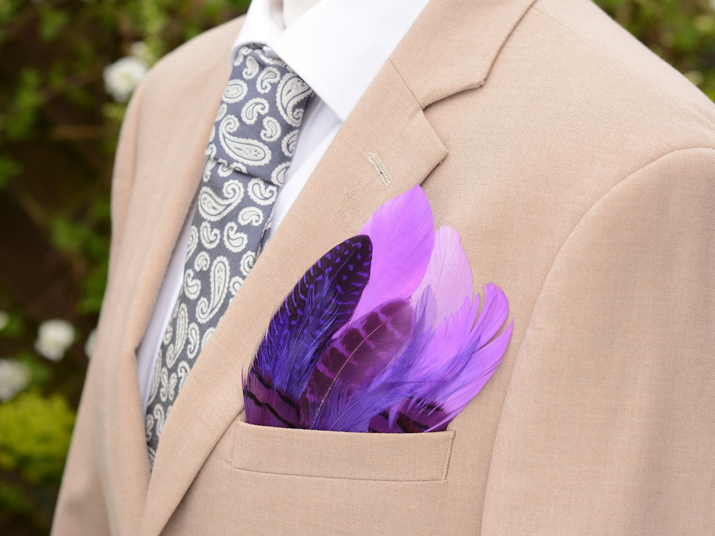 Shades of Violet Purple Feather Pocket Square No.216 | Suit Accessory