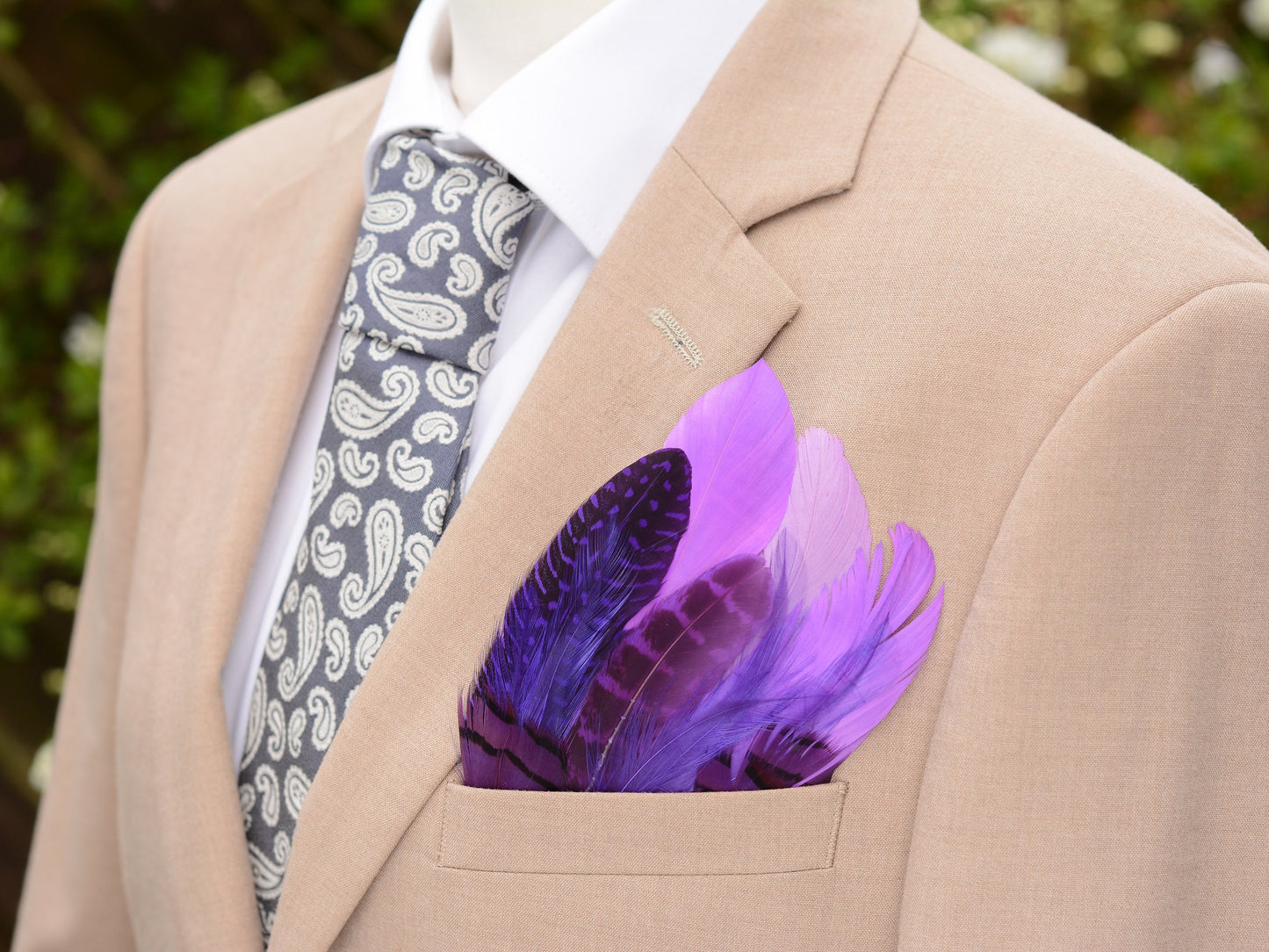 Shades of Violet Purple Feather Pocket Square No.216 | Suit Accessory