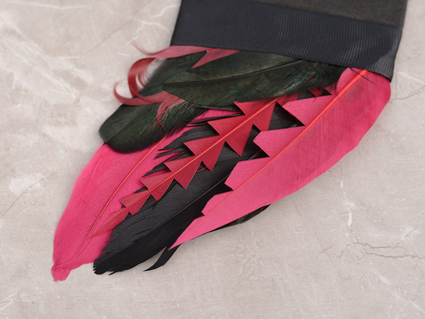 Burgundy and Black Feather Pocket Square No.233 Suit Accessory