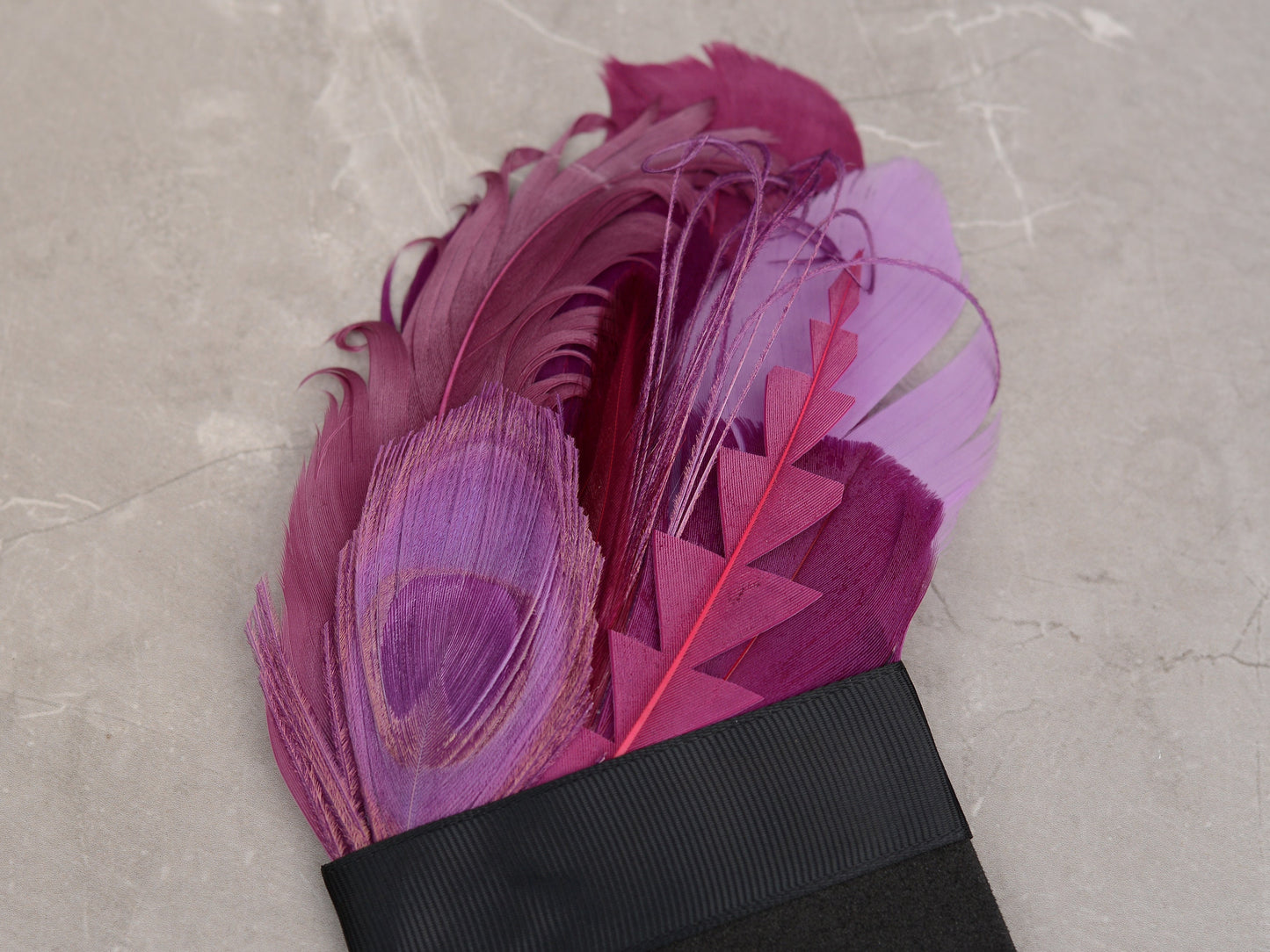 Plum Purple Peacock Eye Feather Pocket Square No.224 Suit Accessory