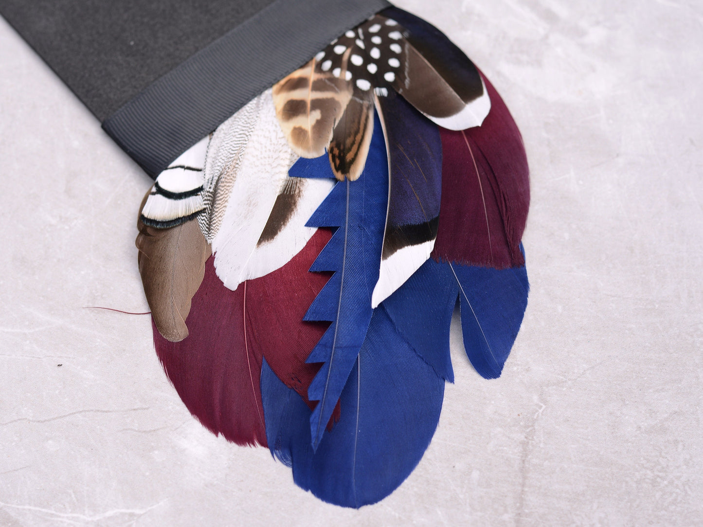 Navy Blue and Burgundy Duck Feather Pocket Square No.255 | Suit Accessory | Feather Neck Tie | Grooms Outfit | Groomsmen Gift