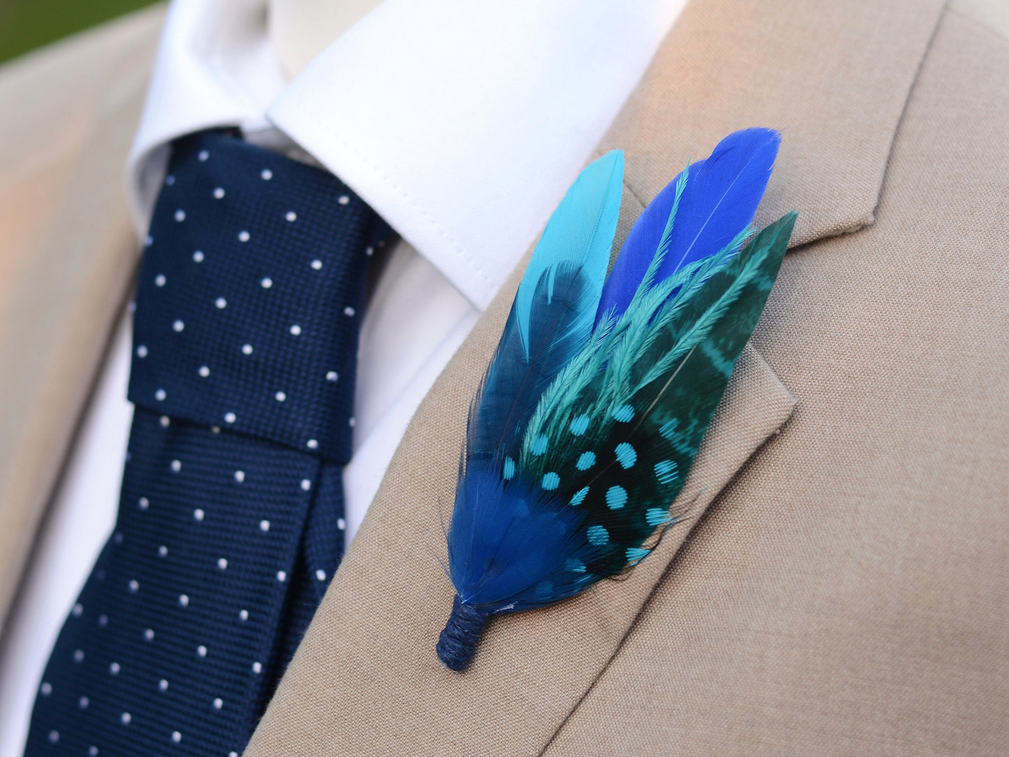 Ombre Blue Feather Boutonniere Hat Pin | Pheasant Feather Pin | Feather Brooch | Feather Hat Pin