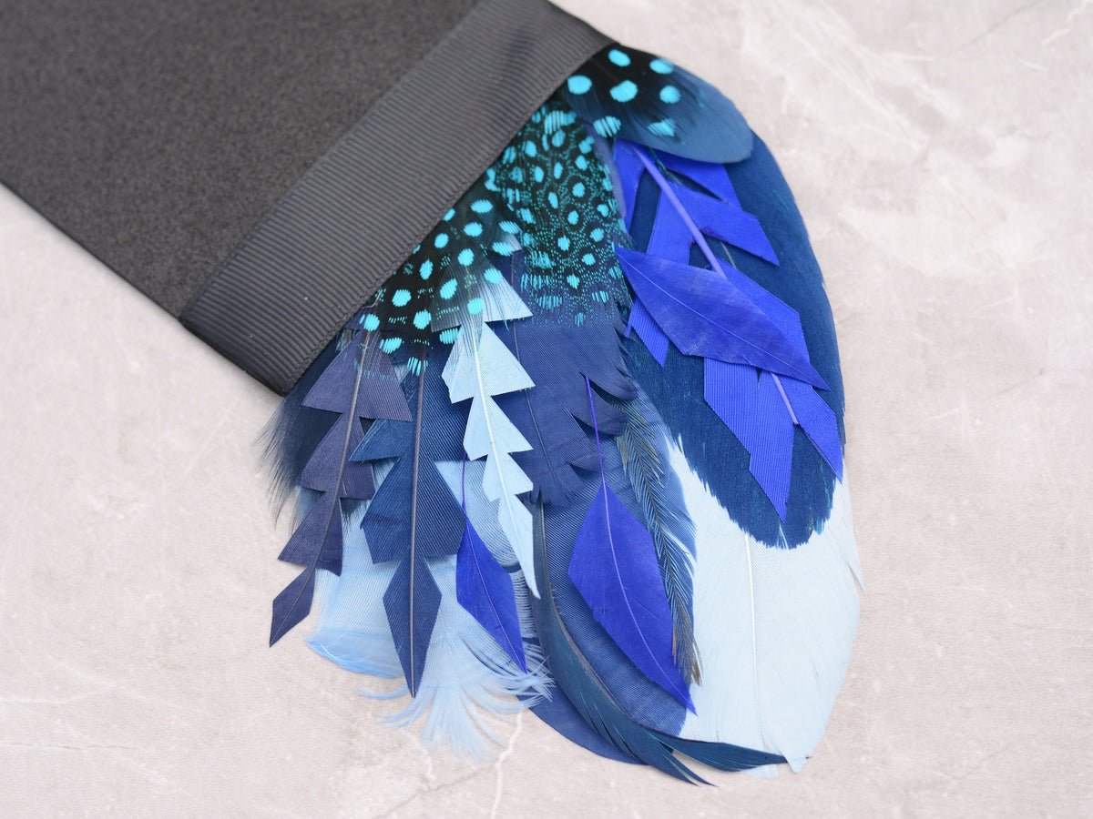 Shades of Blue Feather Pocket Square No.259 | Suit Accessory | Feather Neck Tie | Grooms Outfit | Groomsmen Gift